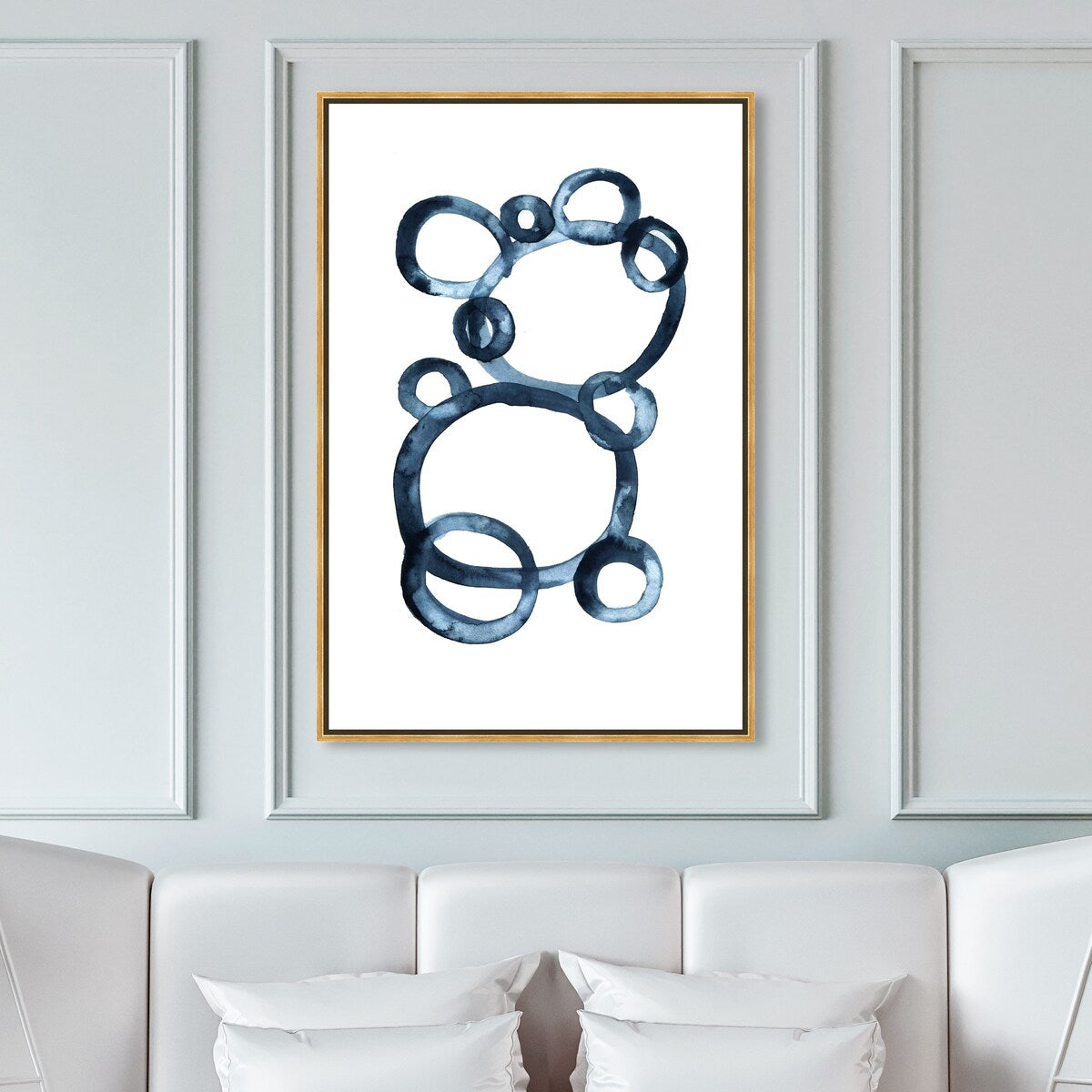Bear Bubbles Canvas Wall Art - Modern Baby Bear Finger Painting Nursery Decor - White Framed Contemporary Print for Boys Room - Perfect for Kids Bedroom, Playroom & Baby Shower Gift
