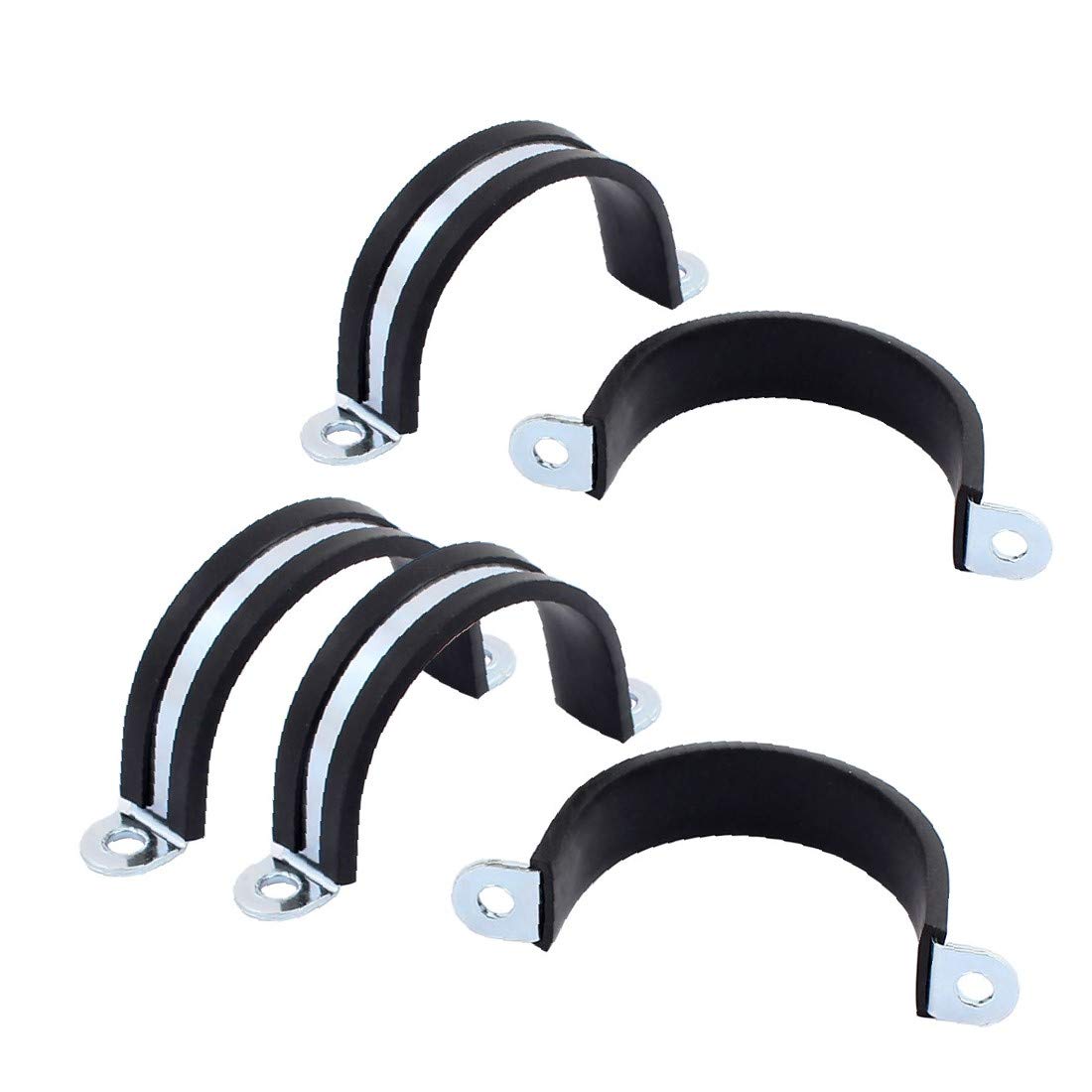 5Pcs 50mm Zinc Plated U-Shaped Rubber Lined Hose Pipe Clamps - Heavy Duty Cable Clips for Automotive, Marine & Industrial Use - Secure Water, Fuel & Air Hoses Perfectly