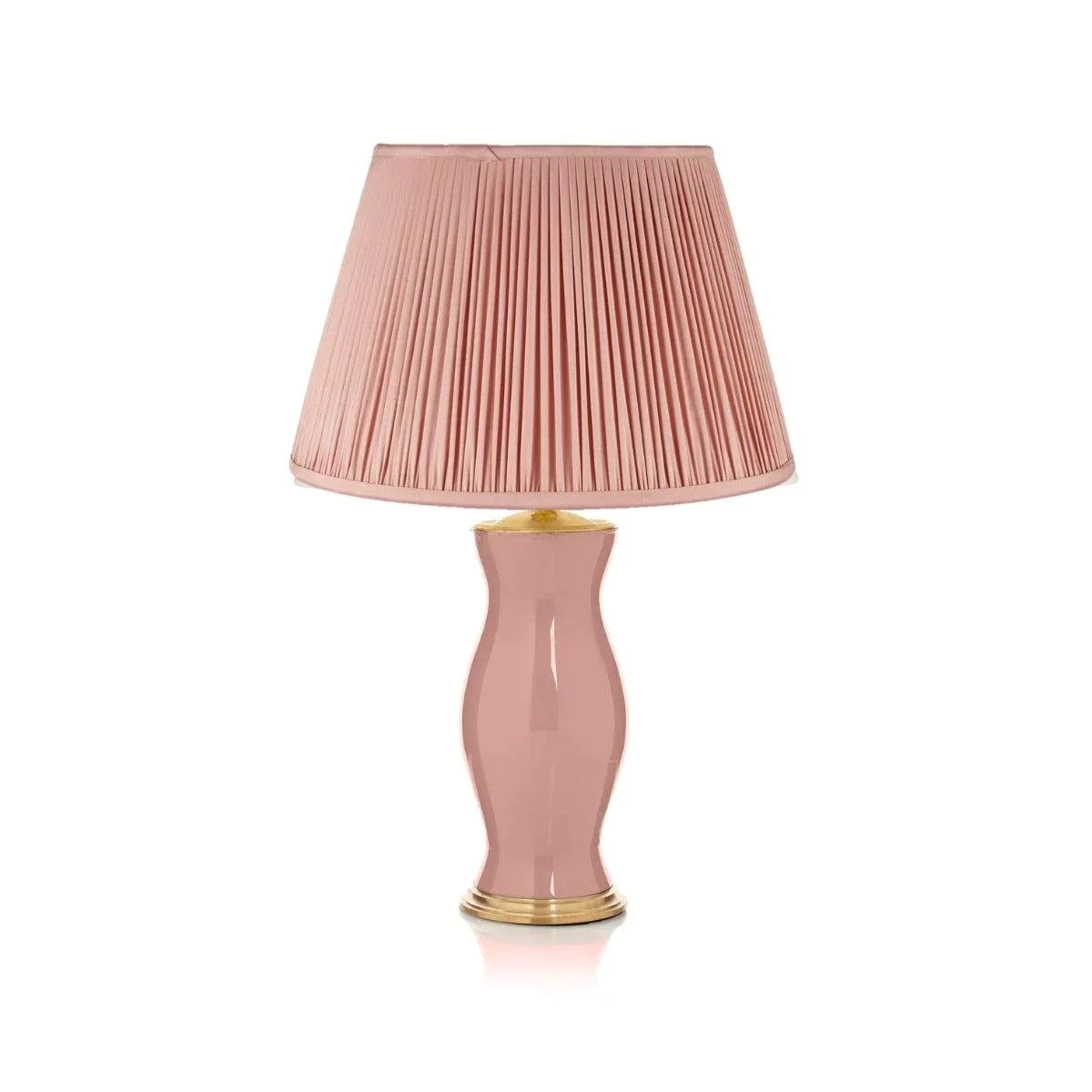 Elegant Blush Pink Handblown Glass Table Lamp with Brass Accents - Perfect for Bedroom Nightstand, Living Room Decor & Romantic Ambiance Lighting