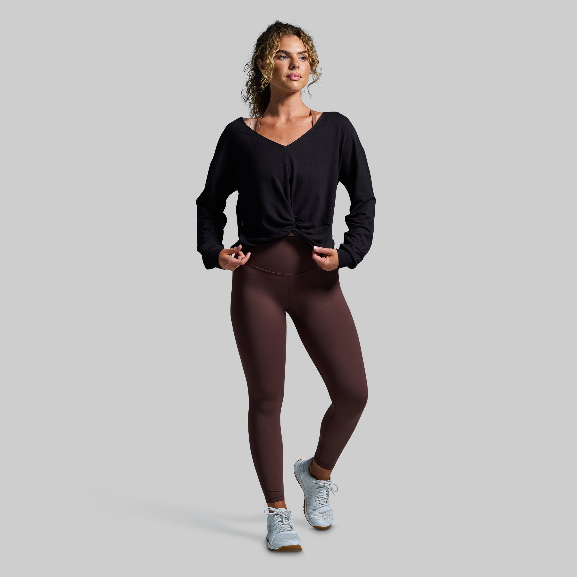 Two-Way Long Sleeve Shirt for Men & Women - Black | Versatile Reversible Design for Workout, Yoga & Casual Wear