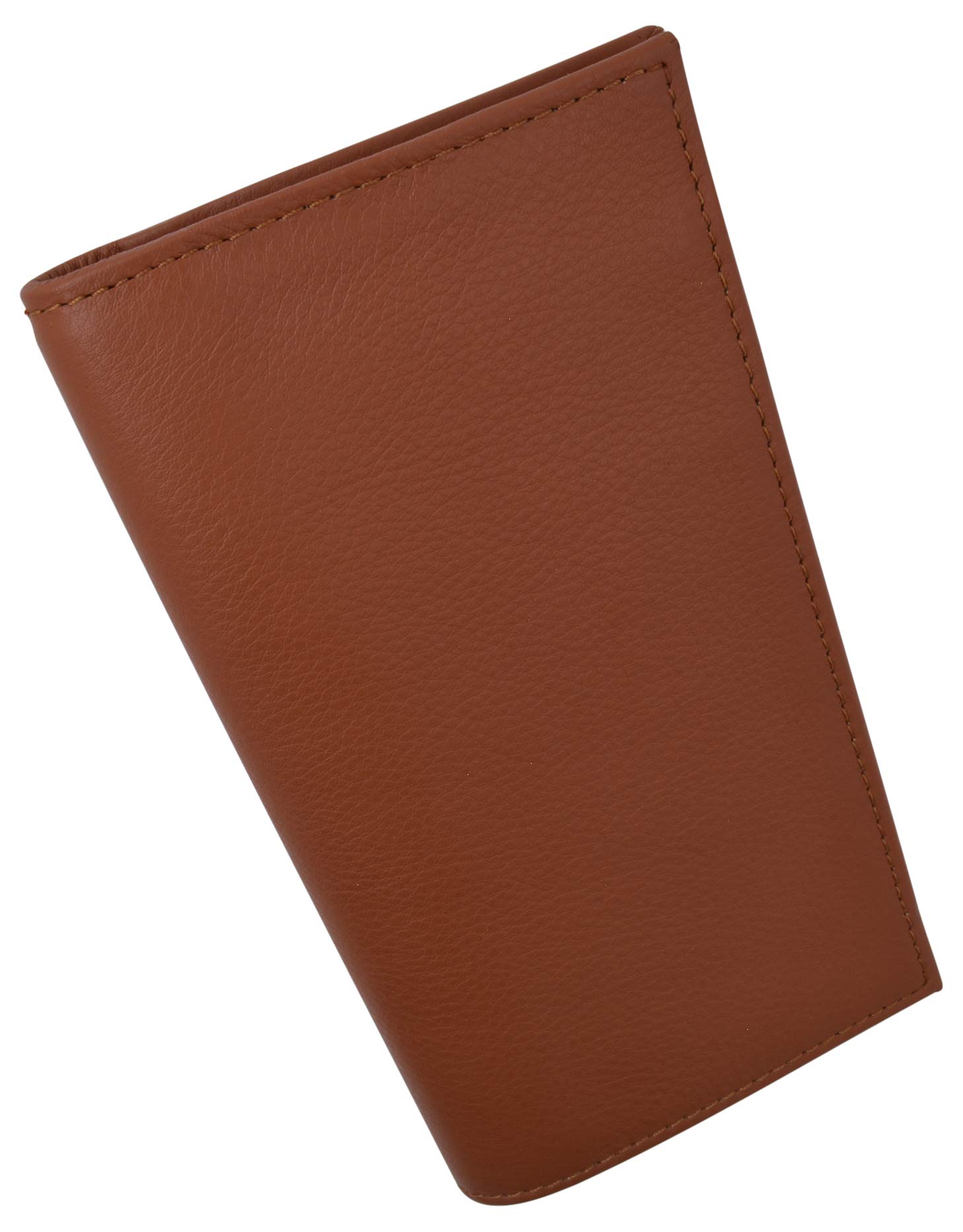 Premium Leather Slim Checkbook Cover Holder - Genuine Cowhide RFID Blocking Wallet for Checks & Cards (Tan) | Perfect for Business Professionals, Gift Giving & Everyday Use