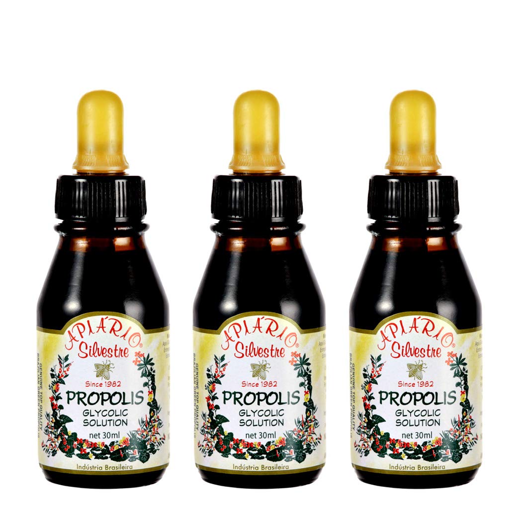 Official Distributor - 3 Bottles of Apiario Silvestre Brazilian Green Bee Propolis Liquid Glycolic Extract - Alcohol-Free, Wax-Free, Sugar-Free - Natural Immune Support for Daily Wellness