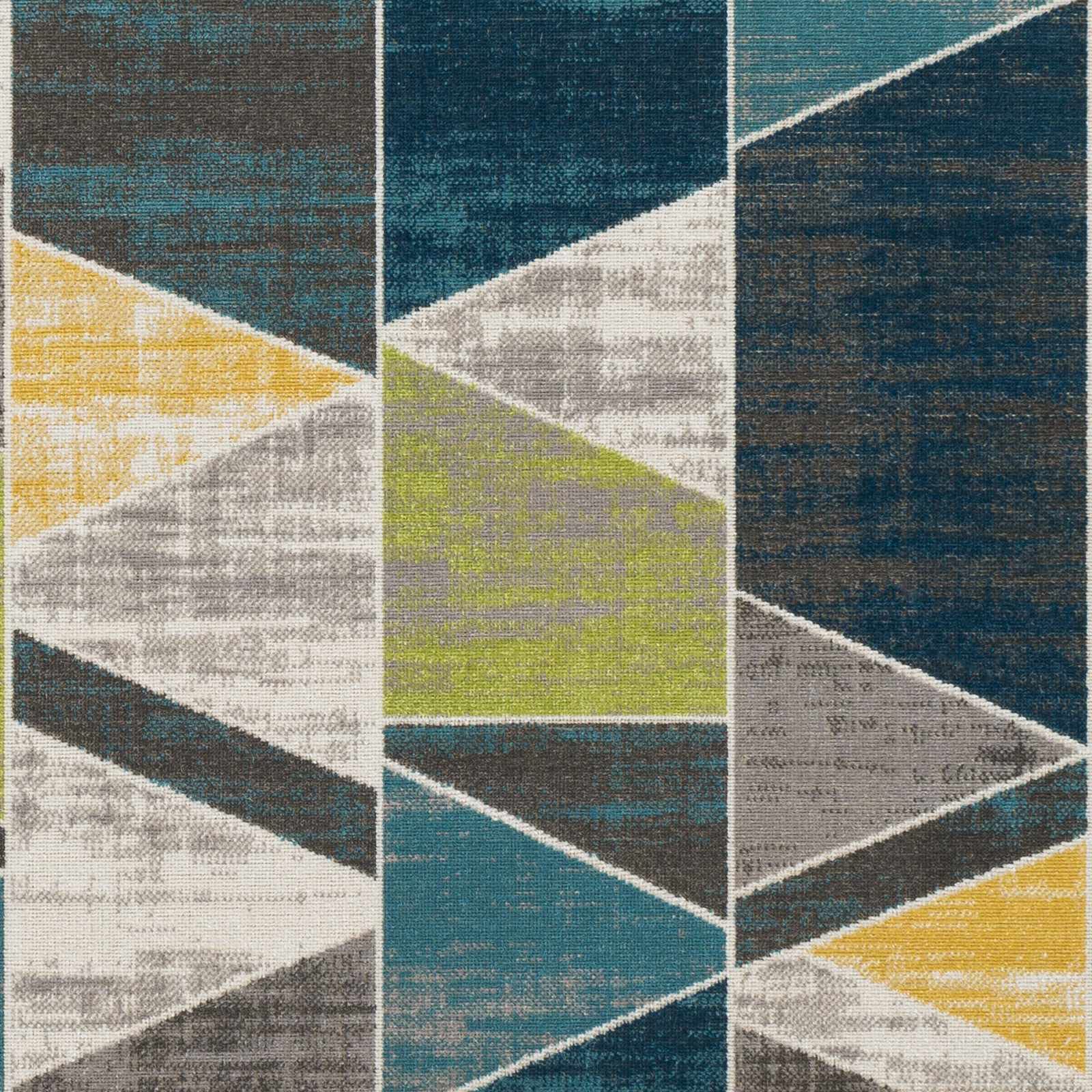 Hauteloom Hessel Modern Area Rug for Living Room & Bedroom - Soft Gray & Green Accent - 2' x 2'11