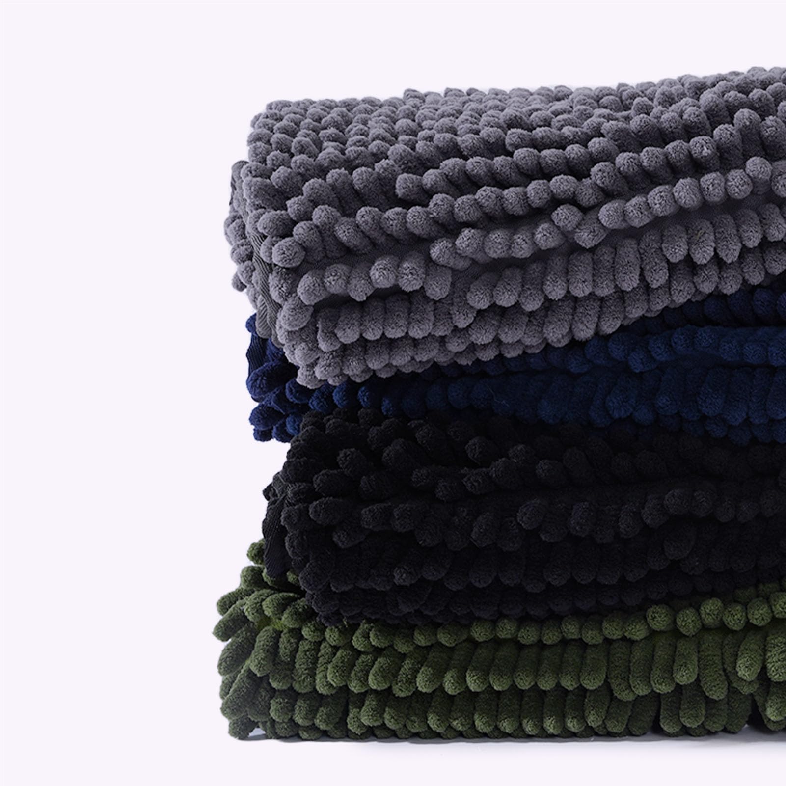 FRESHMINT 32’x20’ High Pile Chenille Bath Mat - Ultra Soft Absorbent Microfiber Non-Slip Shower Rug for Bathroom, Black | Perfect for Bathroom Safety & Luxury Comfort