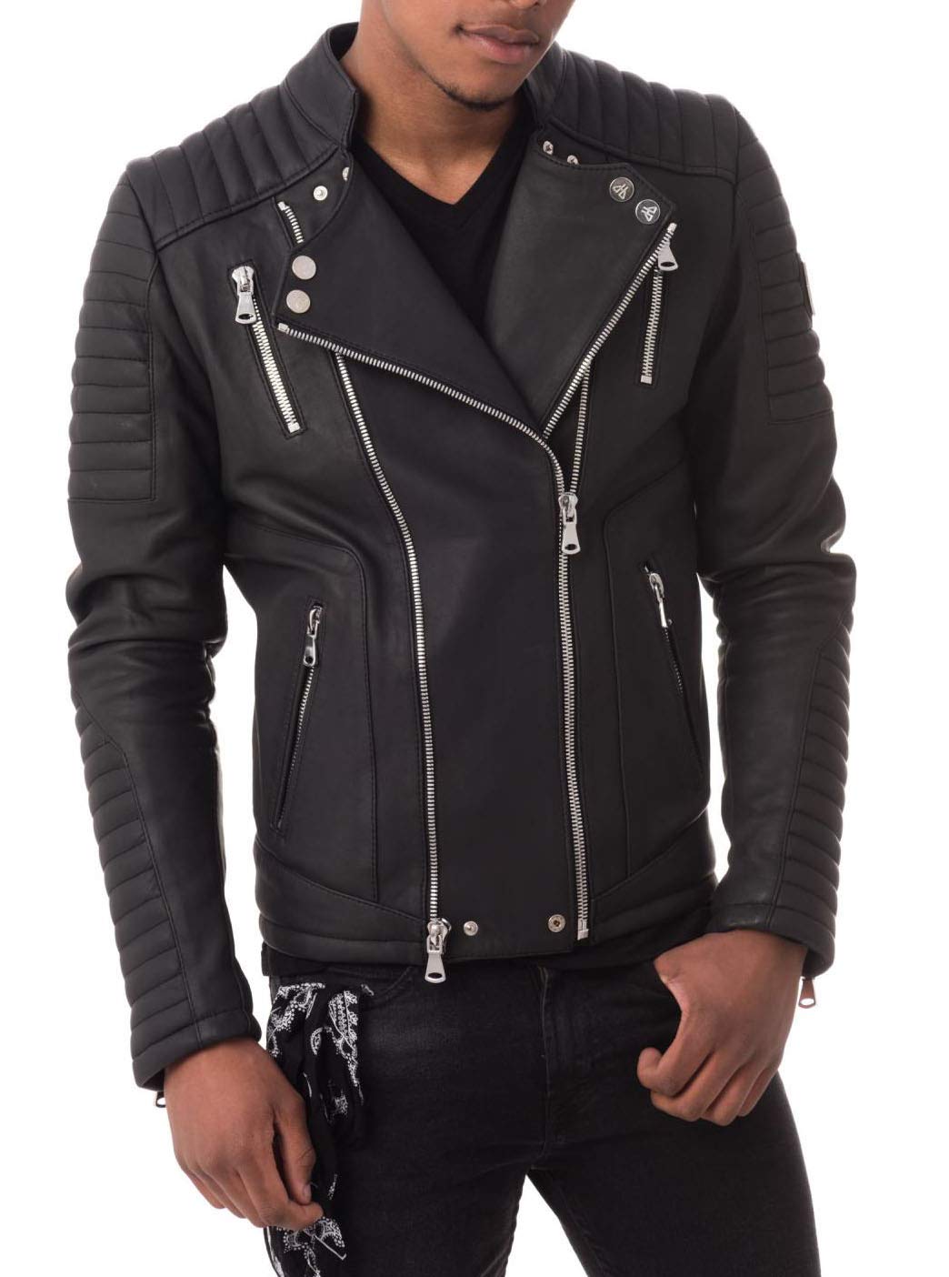 Genuine Lambskin Leather Jacket for Men - Premium Motorcycle Biker Jacket with Classic Design | Perfect for Riding, Casual Wear & Outdoor Adventures