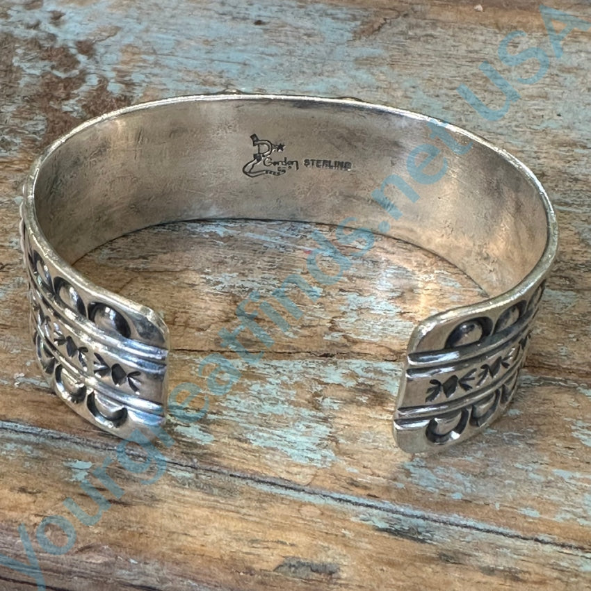 Authentic Navajo Delbert Gordon Sterling Silver Bracelet with Spiny Oyster Turquoise - Perfect for Boho Fashion, Western Style & Gift Giving