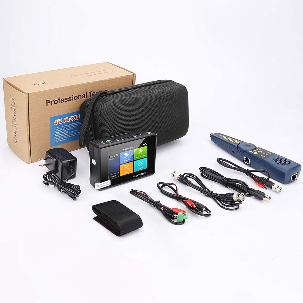 WSDCAM 4K H.265 CCTV Tester with Wire Tracker - 4 Inch Portable Wrist IP Camera Tester for CVBS CVI TVI AHD Analog & POE/IP Discovery - Generate Camera Test Reports - Perfect for Security Installations & Maintenance