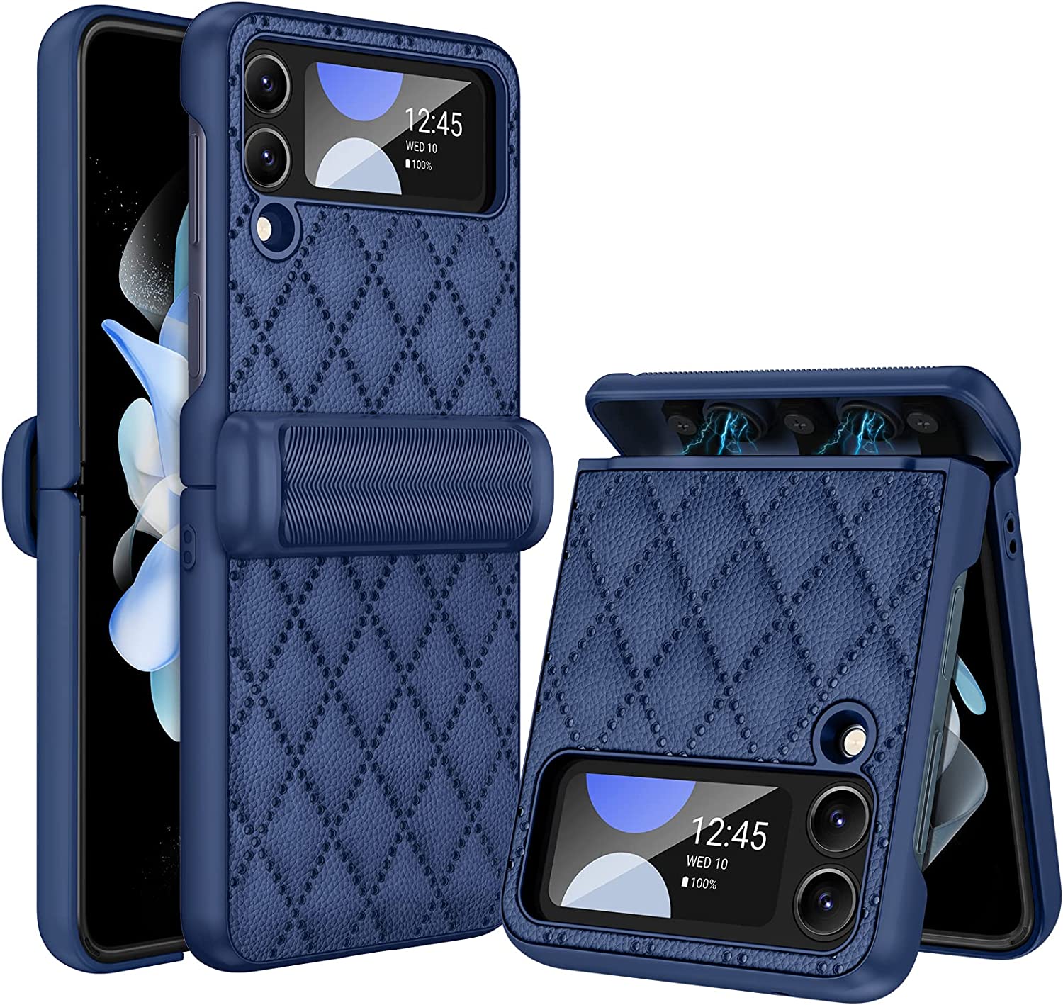 Samsung Galaxy Z Flip 4 Case with Hinge Protection & Camera Cover | 5G Compatible Shockproof Phone Cover | Blue Protective Case for Work, Travel & Everyday Use