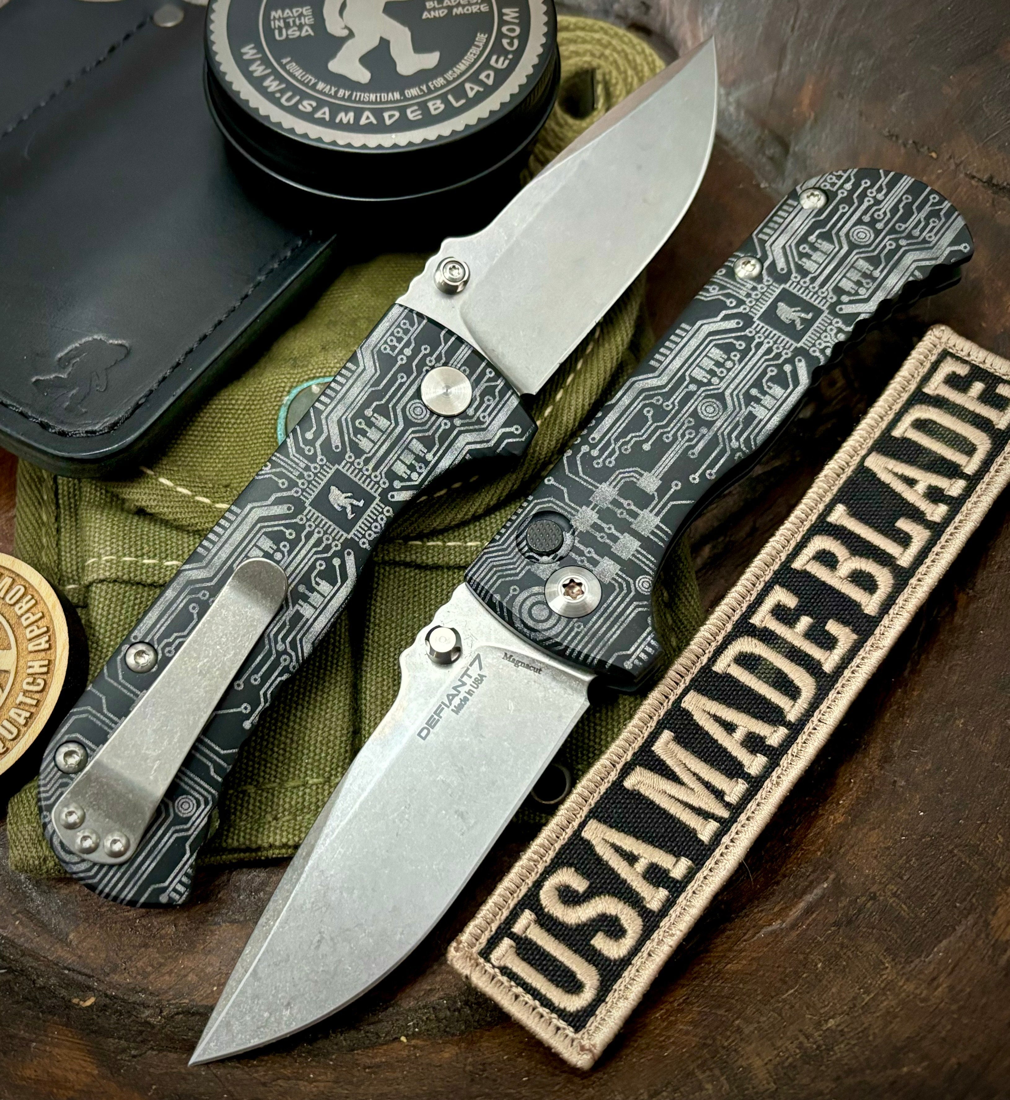Defiant 7 Talos Button Lock Folding Knife - Magnacut Blade & Black Hardcoat Anodized Aluminum Handles - EDC, Outdoor Survival, Camping, Hunting Gear