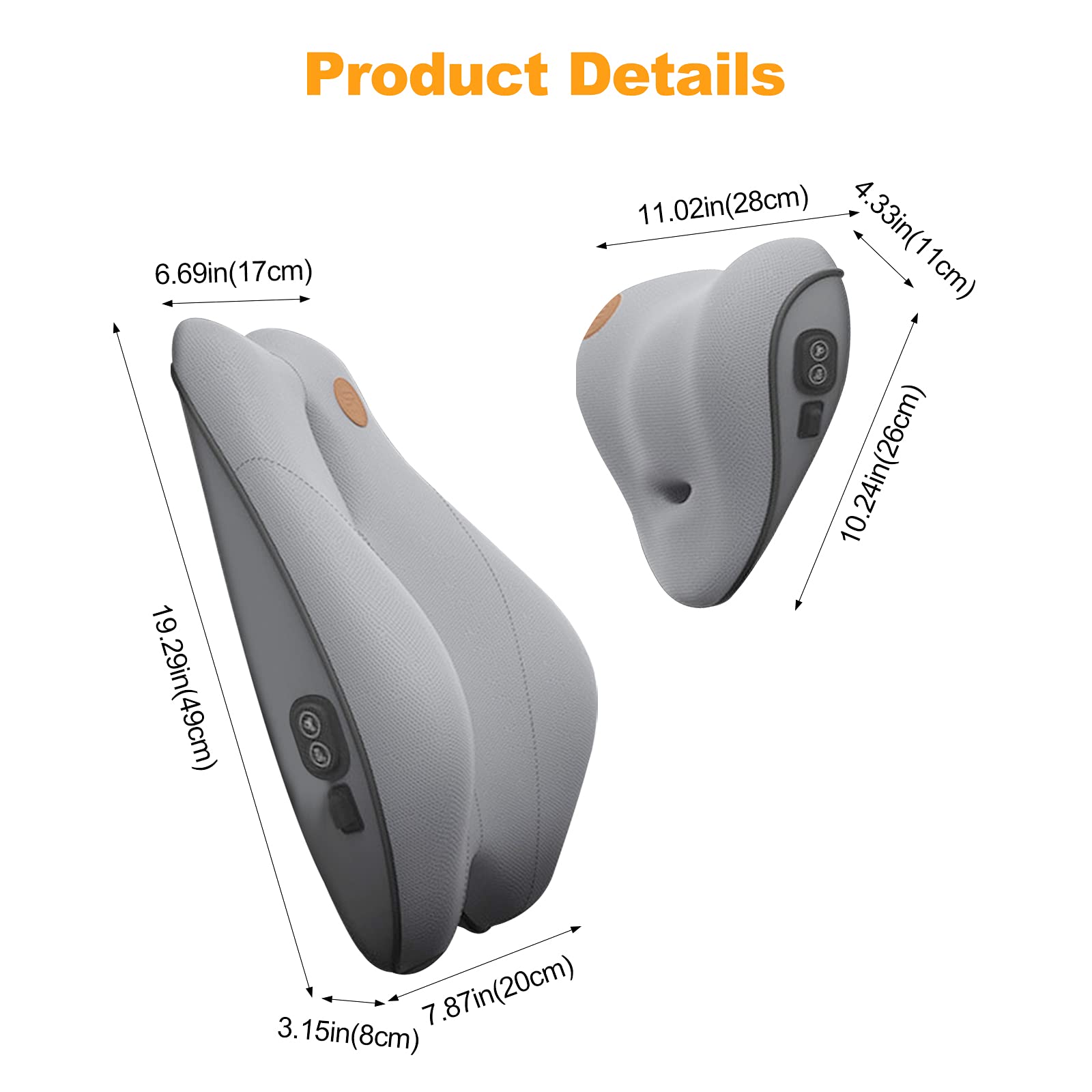 Ergonomic Lumbar Support Pillow for Office Chair, Car Seat & Gaming Chair - Electric Massage Neck Pillow with Breathable Memory Foam & Washable 3D Mesh Cover - Relieves Back Pain & Nape Discomfort (Mocha) - Perfect for Work, Driving & Long Gaming Sessions