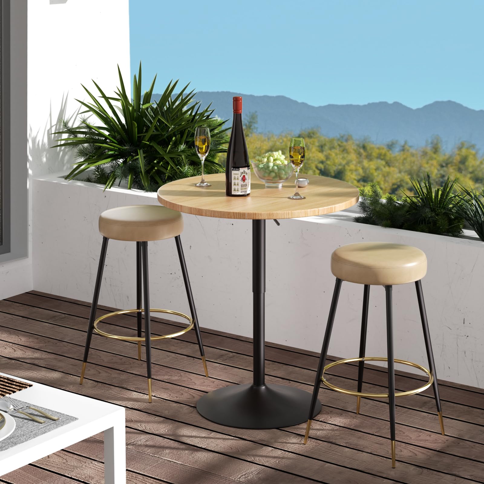31.5 Inch Round Adjustable Height Pub Table - 27.5