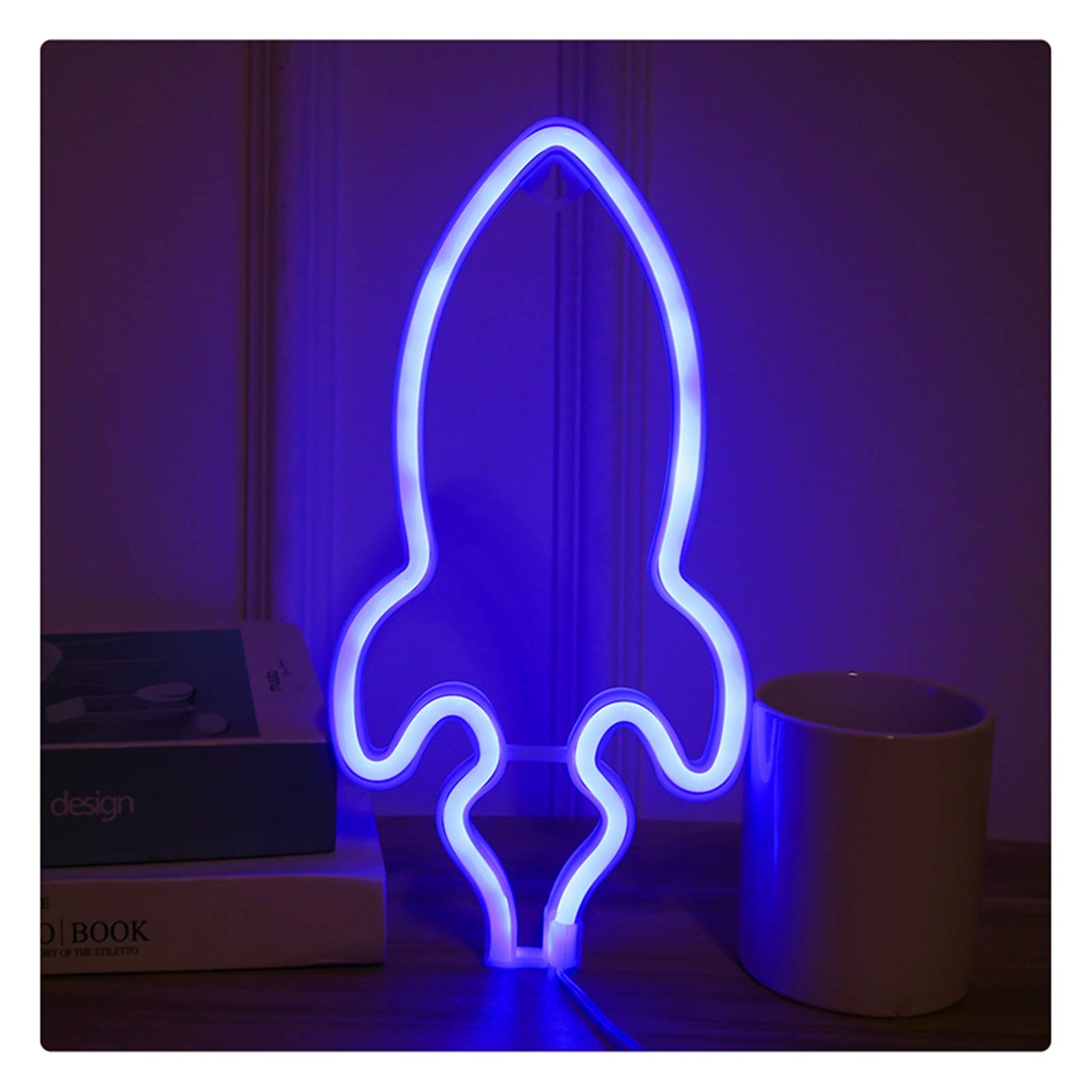 Creative Rocket & Planet Shape LED Neon Light Sign - USB Powered Room Decor for Home, Party, Wedding & Christmas - Night Lamp & Wall Art for Bedroom, Bar, Cafe, Office