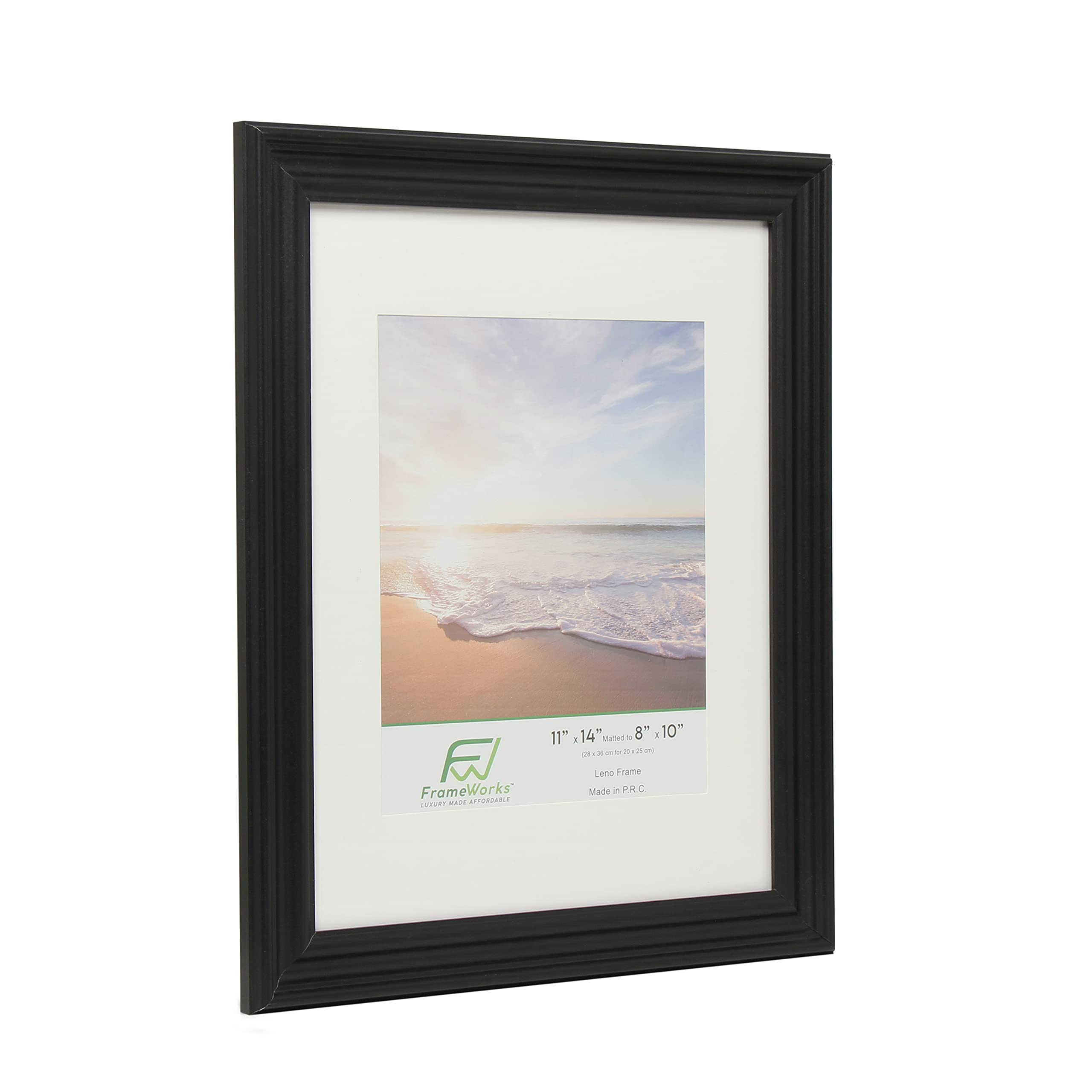 FrameWorks - 2-Pack 11” x 14” Black Wooden Picture Frames with 8