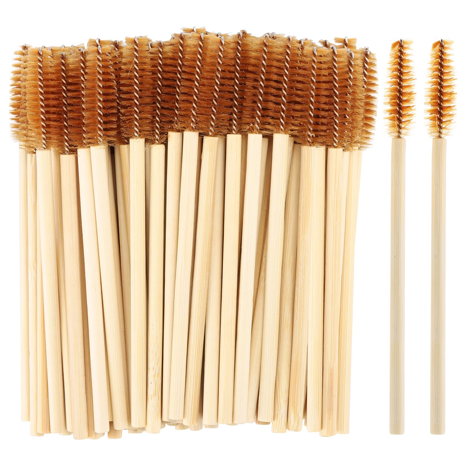 100 Pcs Disposable Bamboo Mascara Wands - Eyelash Extension Spoolie Brushes for Professional Makeup Kits, Eyebrow & Lash Applicator (Brown) - Perfect for Salon, Home Use & Travel Makeup Essentials