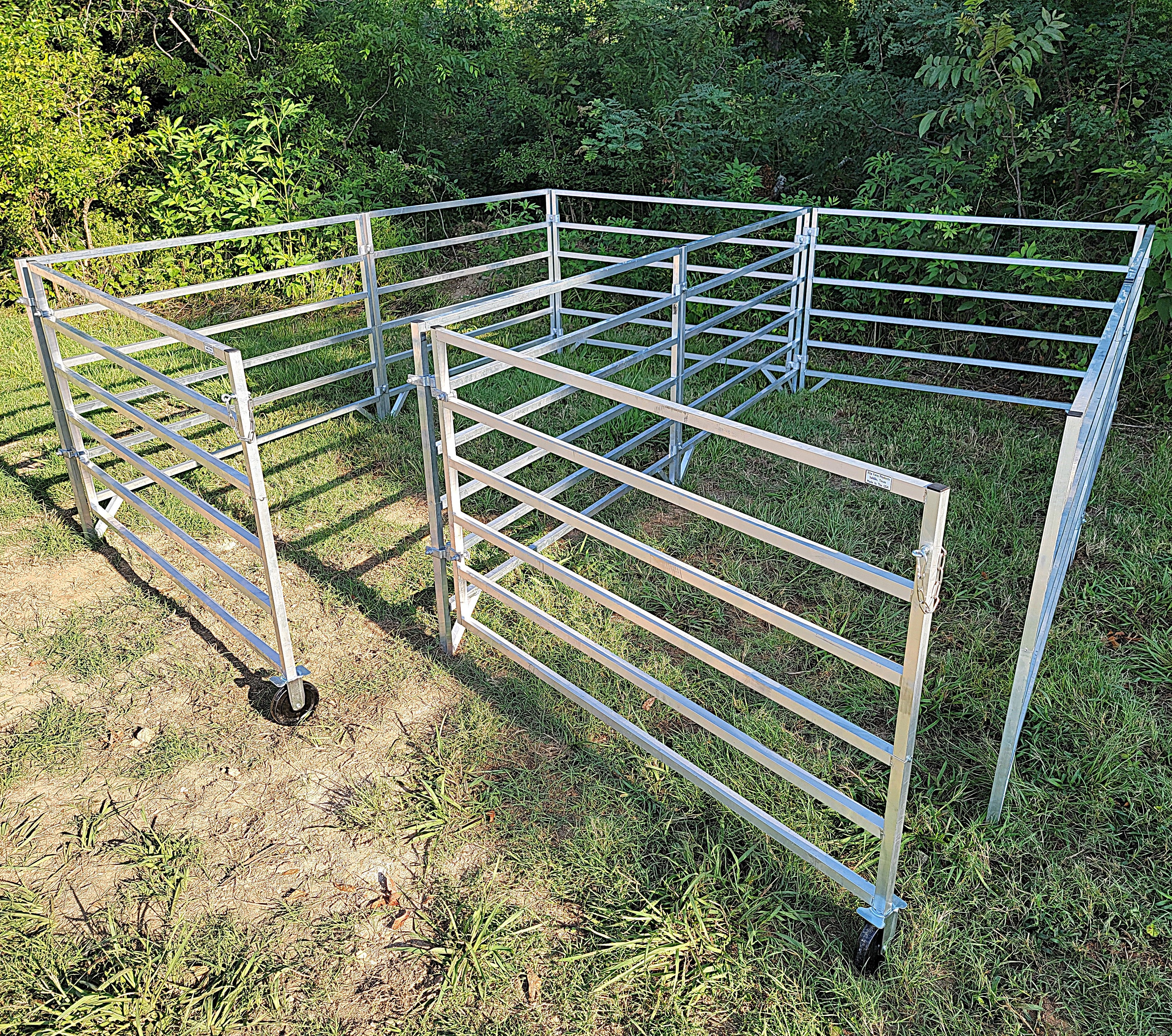 5 Ft X 10 Ft Aluminum Horse Stall Kit with 6 Rails - 3 Panels & 1 Gate for Stable, Barn, or Pasture Enclosure - Durable & Easy Installation