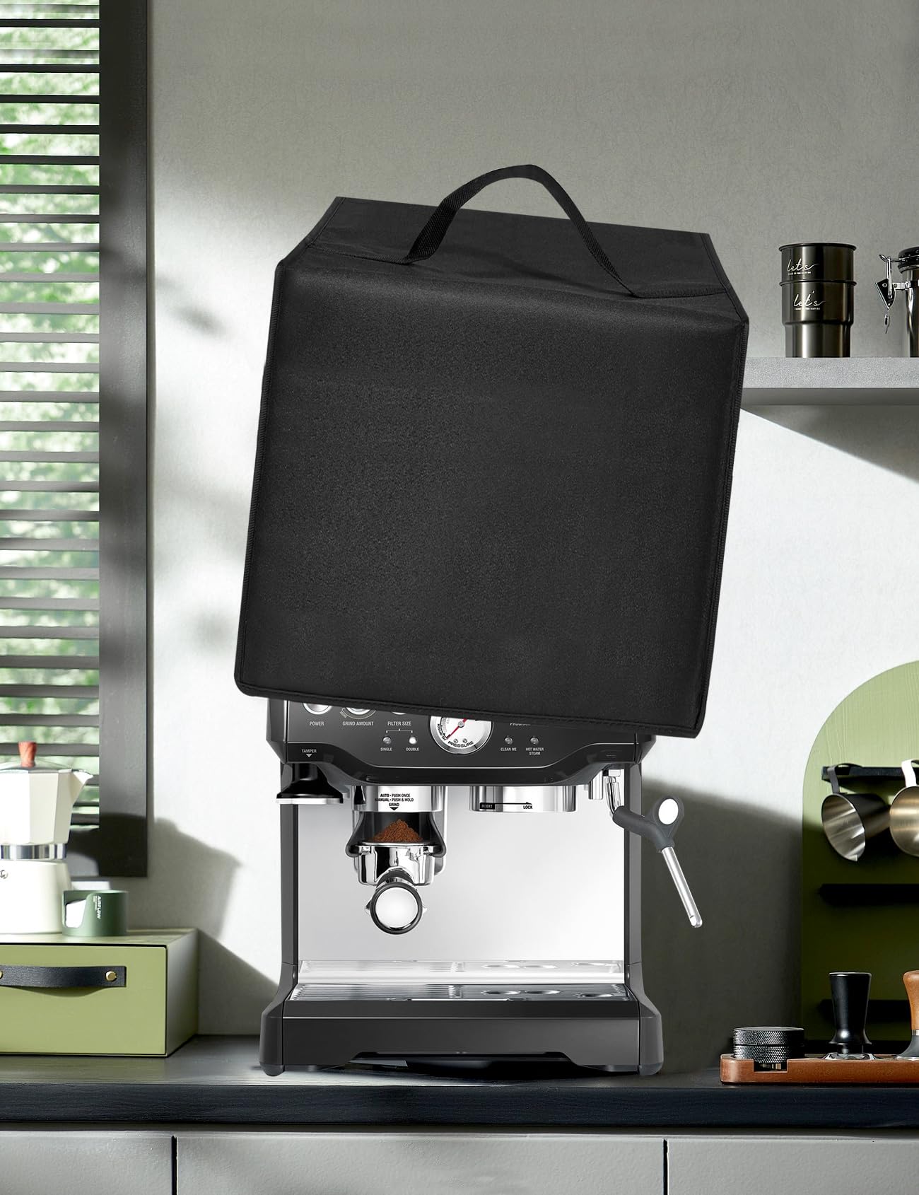 Premium Heat-Resistant Waterproof Espresso Machine Cover - Compatible with Breville BES870XL, BES880BSS, BES876BSS | Heavy Duty Stainless Steel Coffee Maker Protection | Perfect for Home & Cafe Use