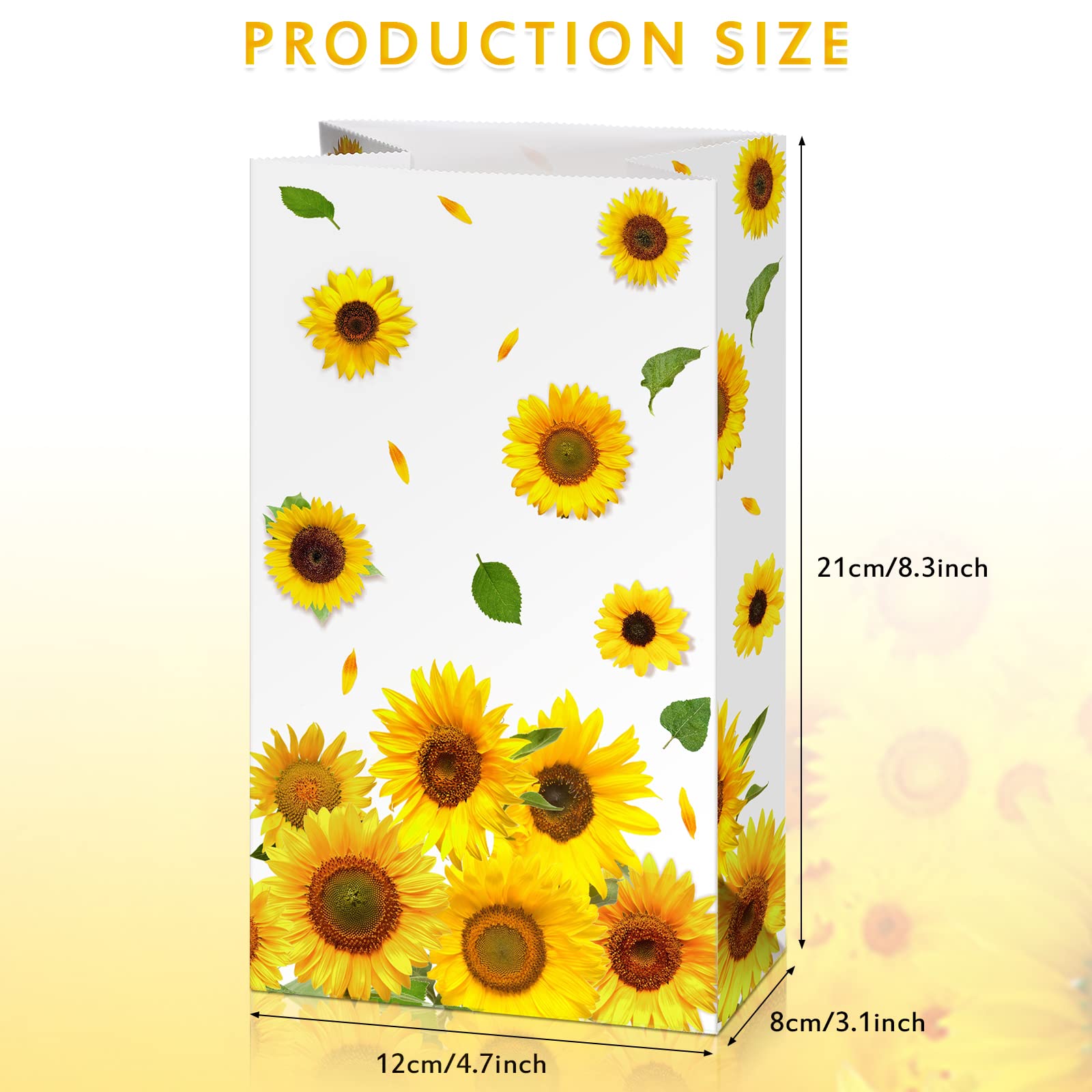 28-Piece Sunflower Party Favor Bags - Bulk Sunflower Treat Bags for Candy, Gifts & Goodies - Perfect for Birthday Parties, Baby Showers, Weddings & Special Events (8.3