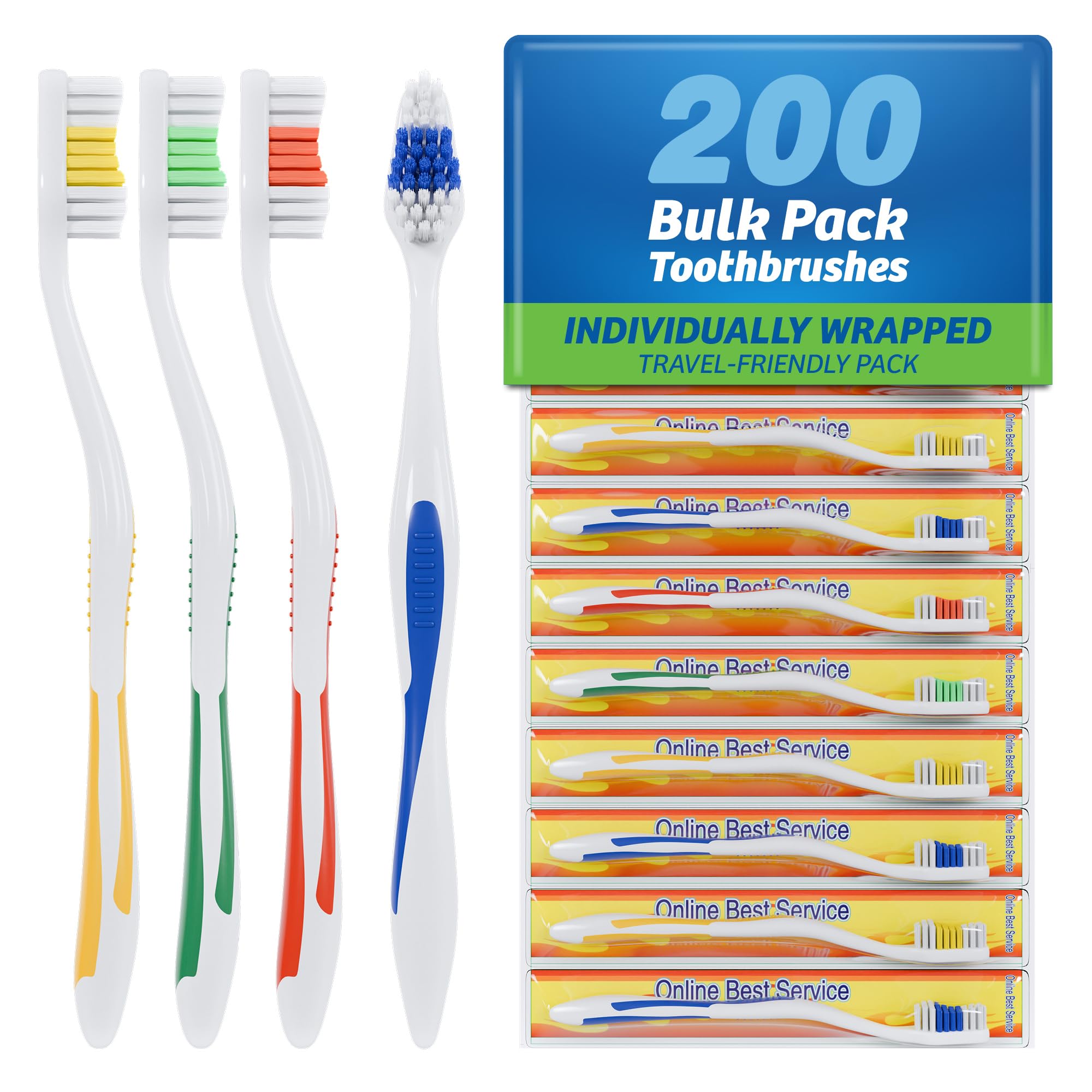 200 Pack Classic Medium Soft Toothbrushes - Bulk Wholesale Toothbrushes for Home, Travel & Dental Offices | BPA-Free Oral Care Essentials