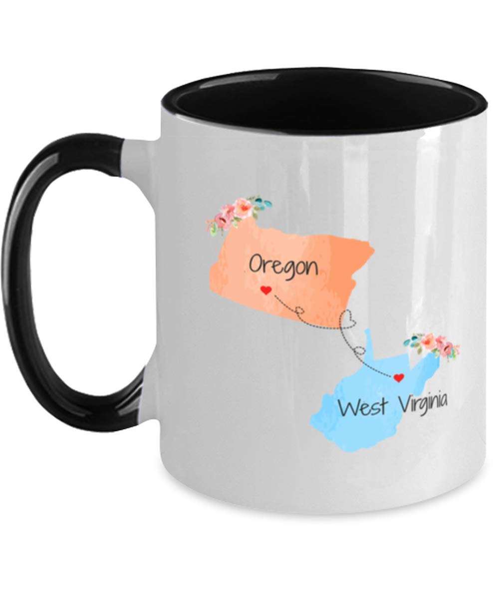 Unique Two Tone Coffee Mug - Thoughtful Birthday Gift for Friends & Family - Oregon & West Virginia Design - Perfect for Home, Office & Special Occasions