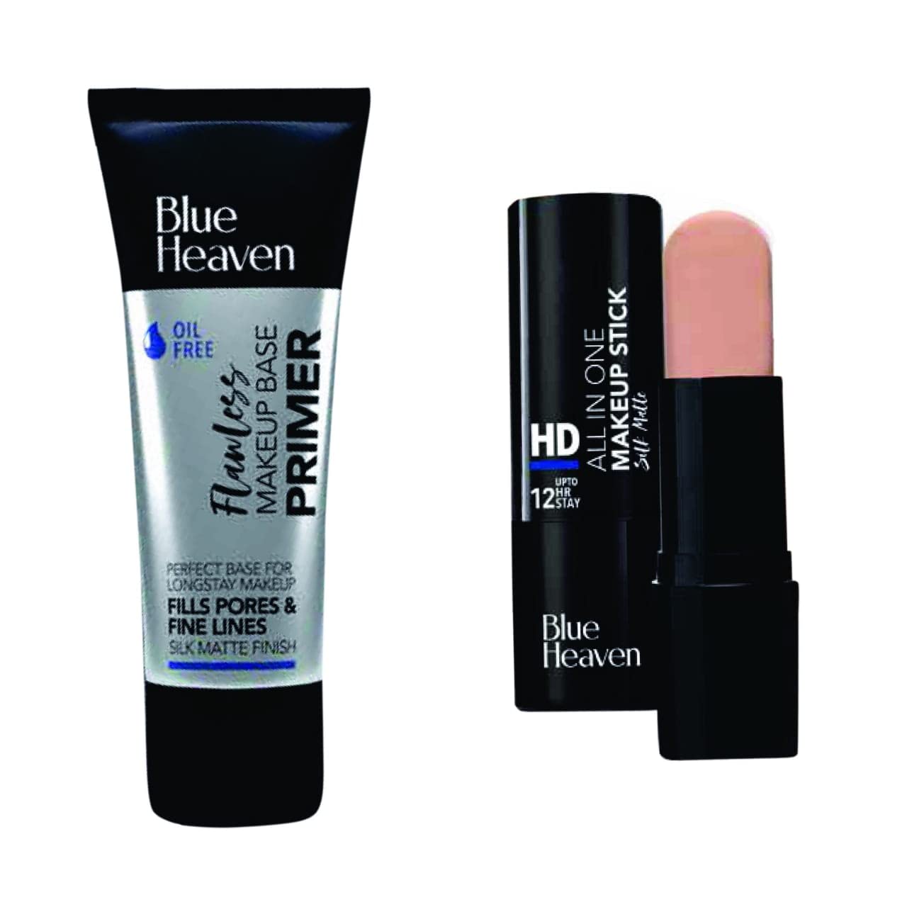 Blue Heaven Primer Mini 16gm & UHD Makeup Stick Concealer - Flawless Base for Everyday Makeup & On-The-Go Touch Ups