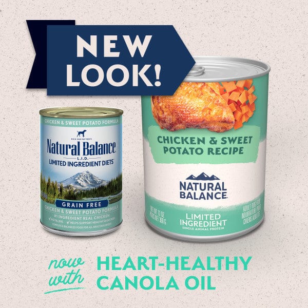 Natural Balance Limited Ingredient Chicken & Sweet Potato Recipe Canned Dog Food - Grain-Free Wet Food for Dogs with Sensitive Stomachs - Perfect for Mealtime & Digestive Health Support