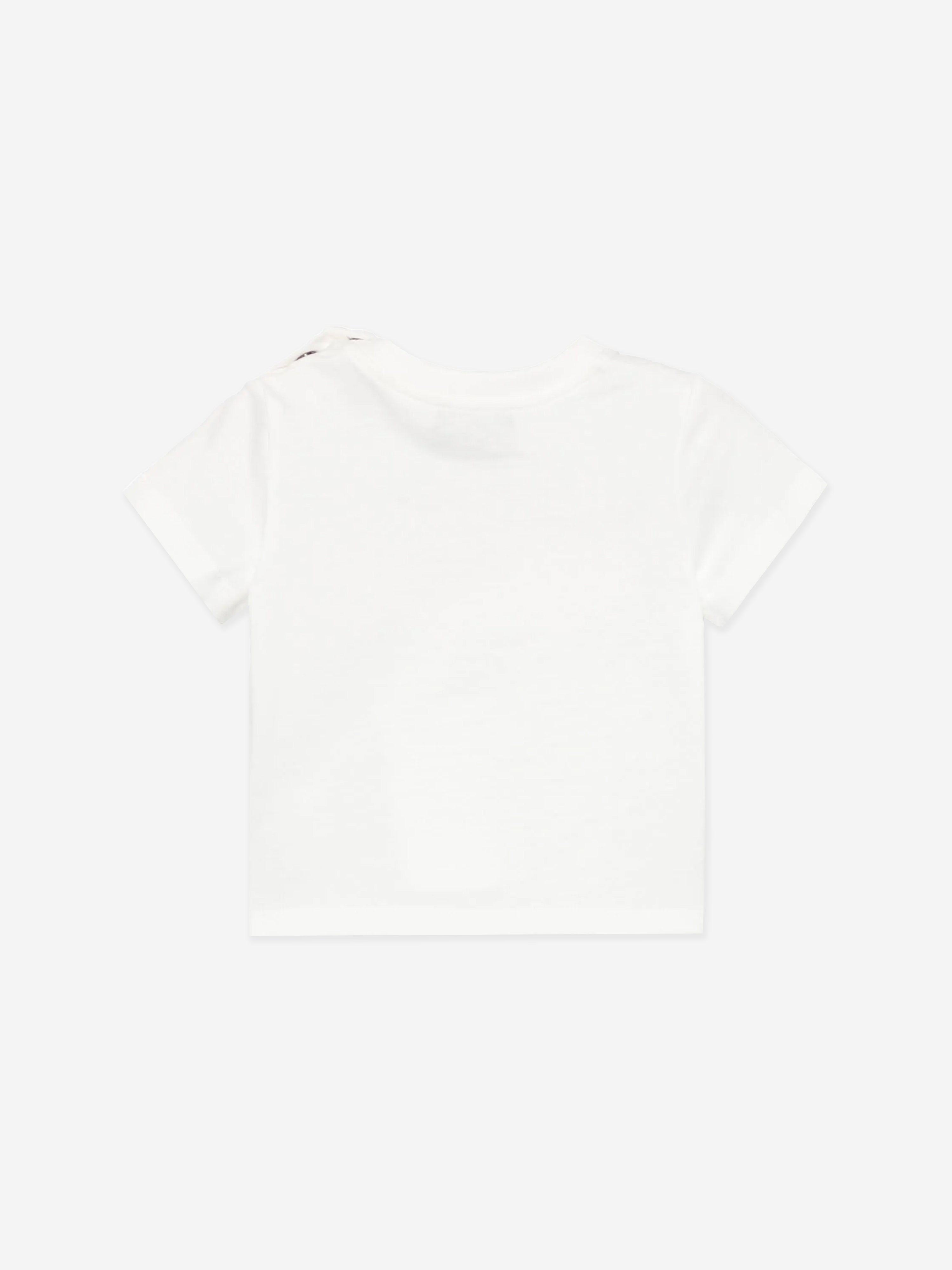 Adorable Baby Girls Bear Logo T-Shirt in Ivory | Soft Cotton Casual Top for Toddlers | Perfect for Playdates, Family Photos & Everyday Wear