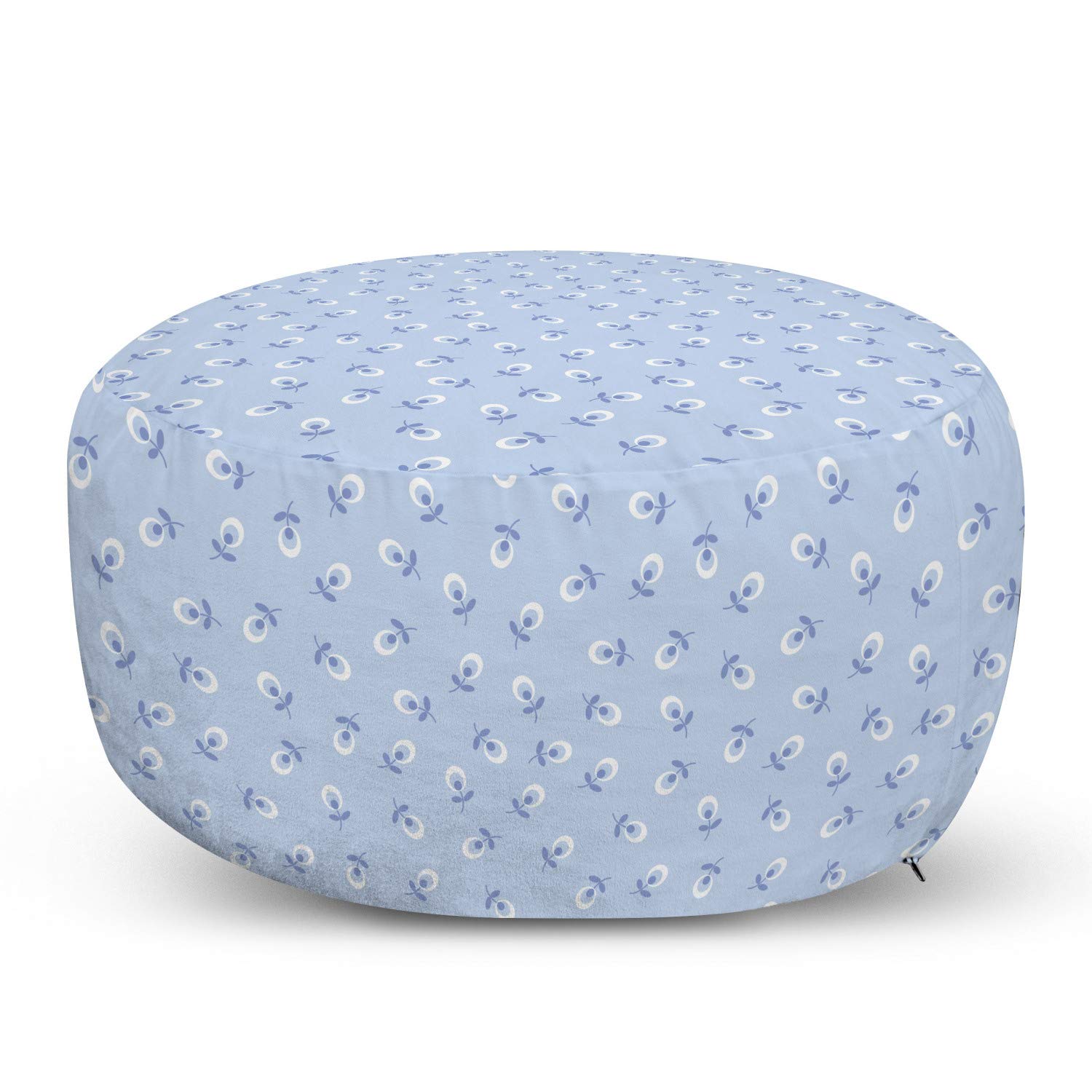 Ambesonne Floral Ottoman Pouf - Small Spring Flowers on Blue Background, Romantic Retro Pattern Foot Rest with Removable Cover for Living Room & Bedroom Decor (Blue Violet Pale Blue) | Perfect for Home Decor, Lounge Seating & Accent Furniture