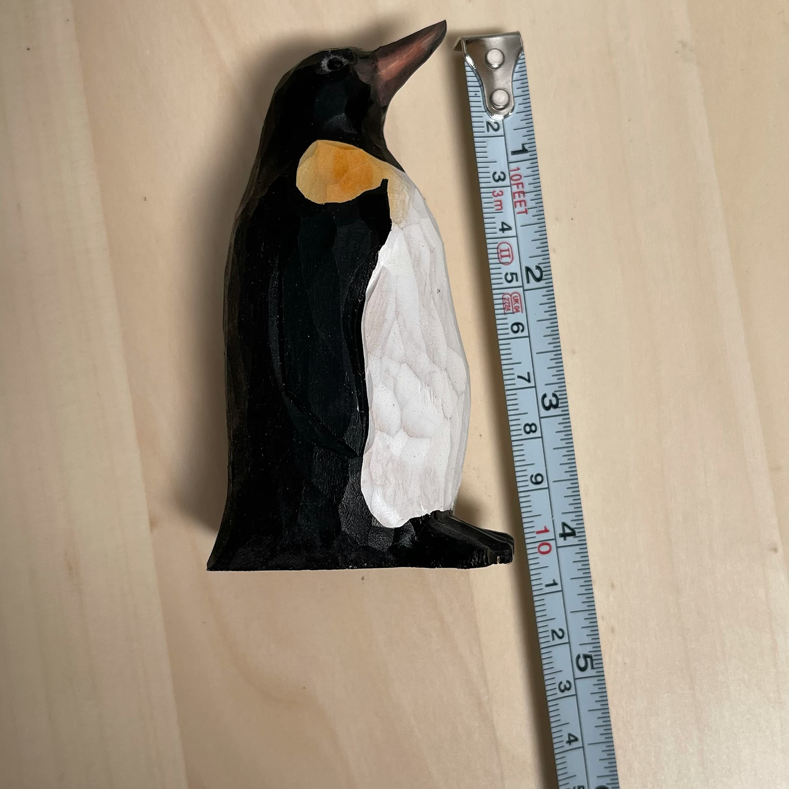 Hand Carved Wood Penguin Sculpture - Unique Home Decor & Gift Idea for Living Room, Office, or Bookshelf Display
