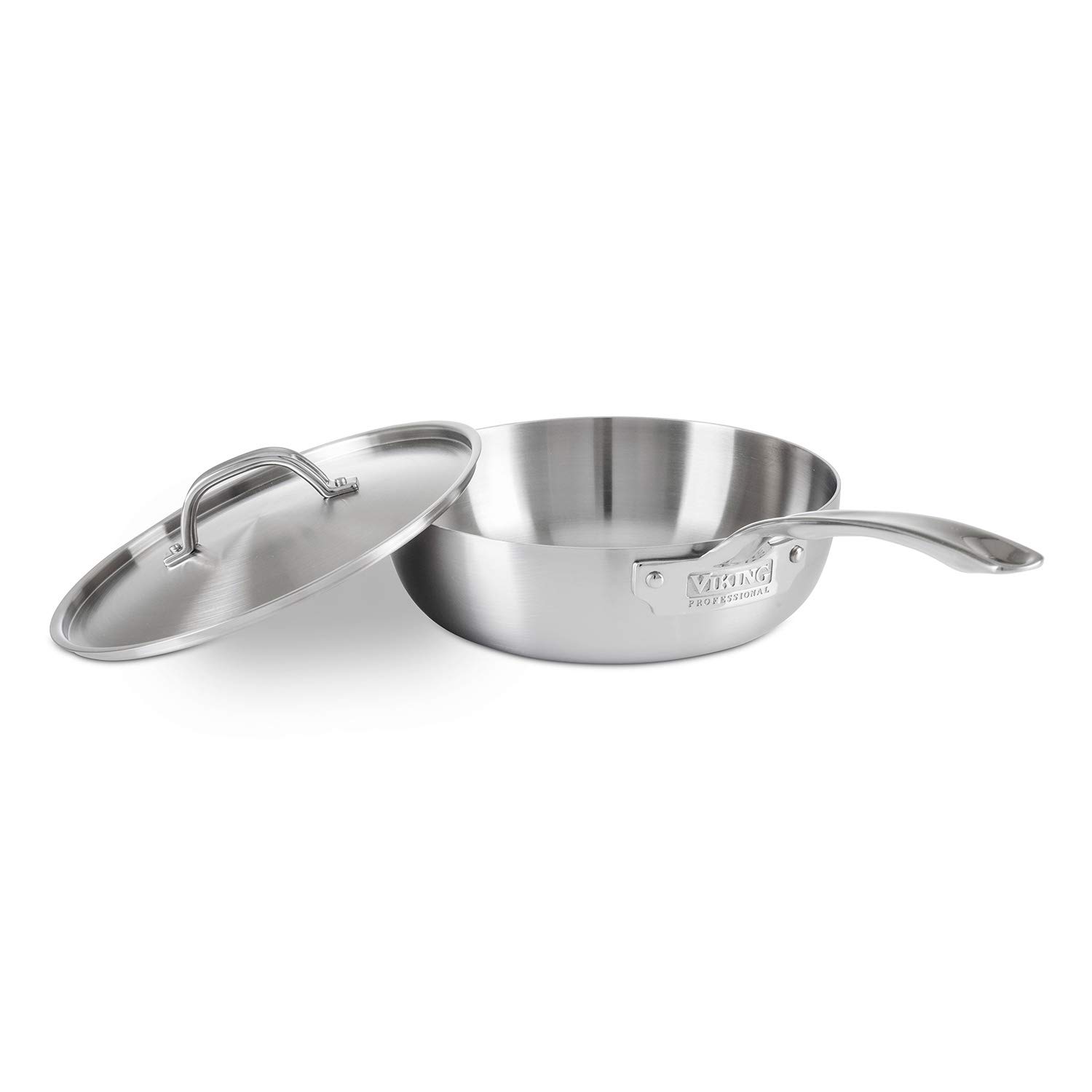 Viking 5-Ply Stainless Steel Sauce Pan with Lid - 3 Quart Saucier Cooking Pot - Dishwasher & Oven Safe - Induction Compatible - Silver - Perfect for Soups, Sauces, and Pasta Cooking