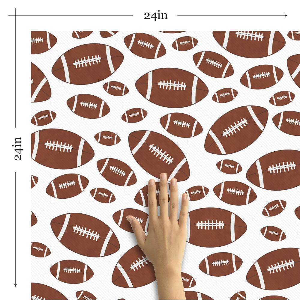 White and Brown Sports-Themed Peel and Stick Removable Wallpaper for Kids - Self-Adhesive Nursery Decor for Boys' Room, Playroom, and Bedroom Walls