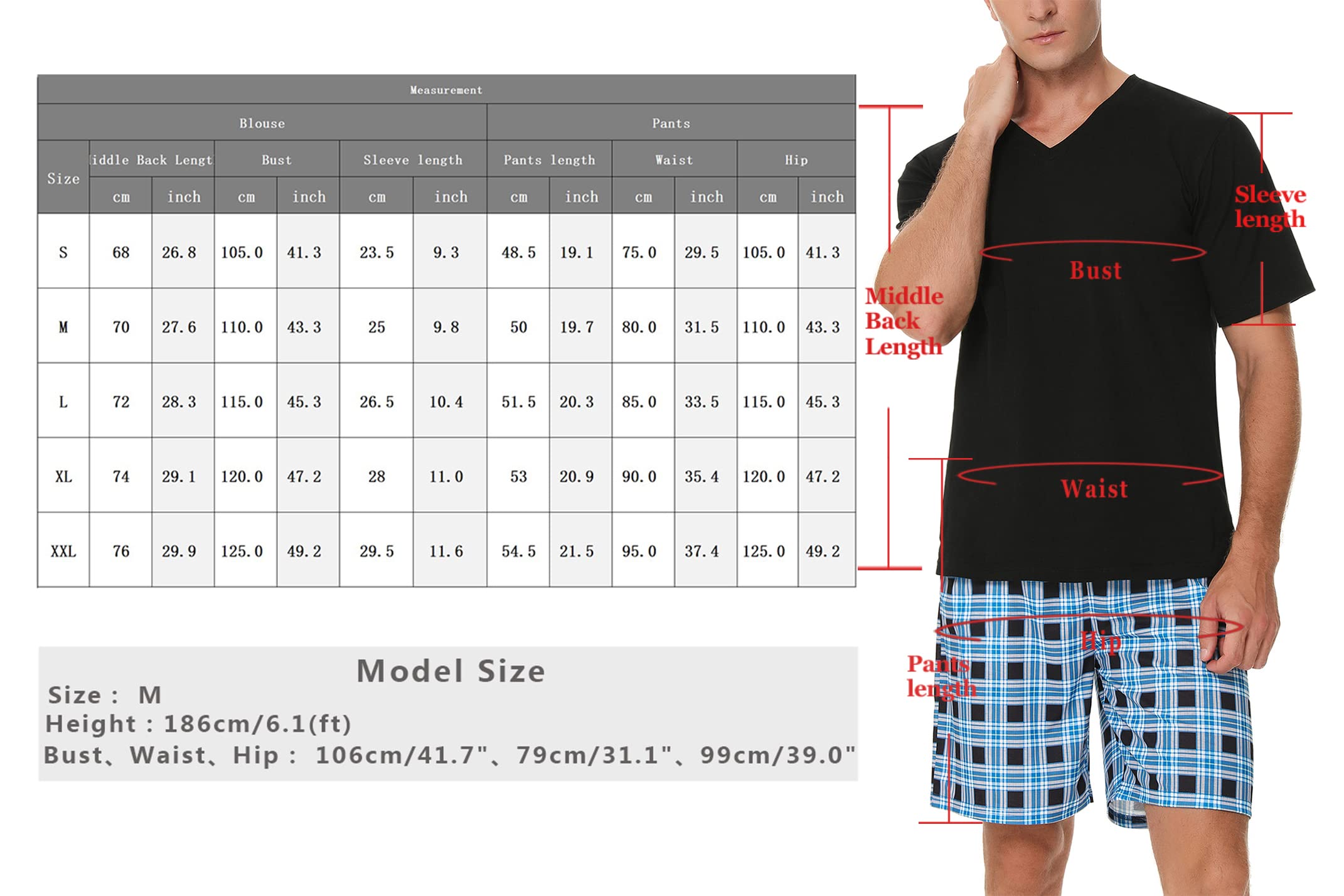 Men's Cotton Pajama Set - Soft V-Neck Sleepwear with Pockets for Lounge & Nighttime Comfort | Cozy Homewear for Relaxing Evenings & Bedtime