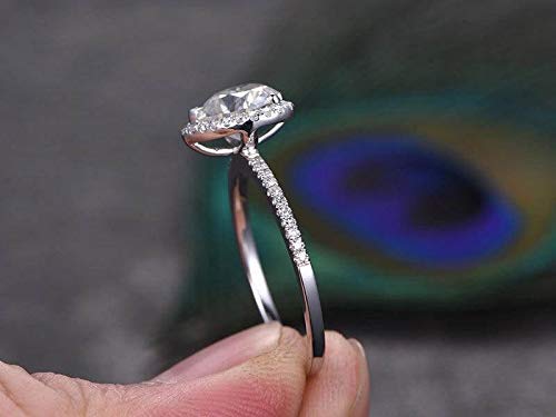 1.50 Carat Halo Moissanite Engagement Ring for Women - Semi-Eternity Wedding Band, Durable & Sparkling Lab-Created Diamond Alternative - Perfect for Proposals, Anniversaries & Special Occasions