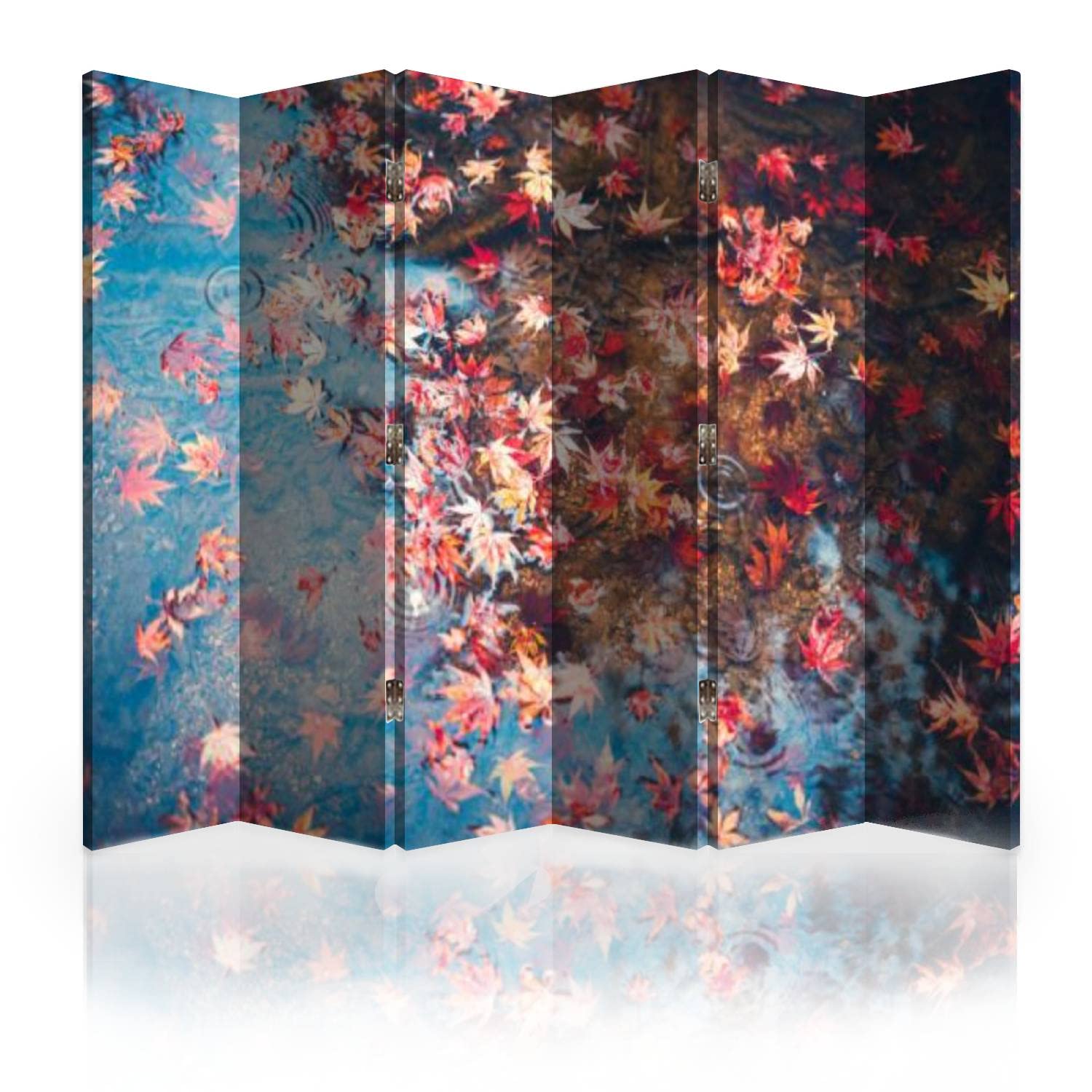 6-Panel Canvas Room Divider with Red Maple Leaves - Folding Privacy Screen for Home, Office & Events | Autumn-Themed Room Separator & Wall Partition for Bedrooms, Living Spaces & Commercial Areas