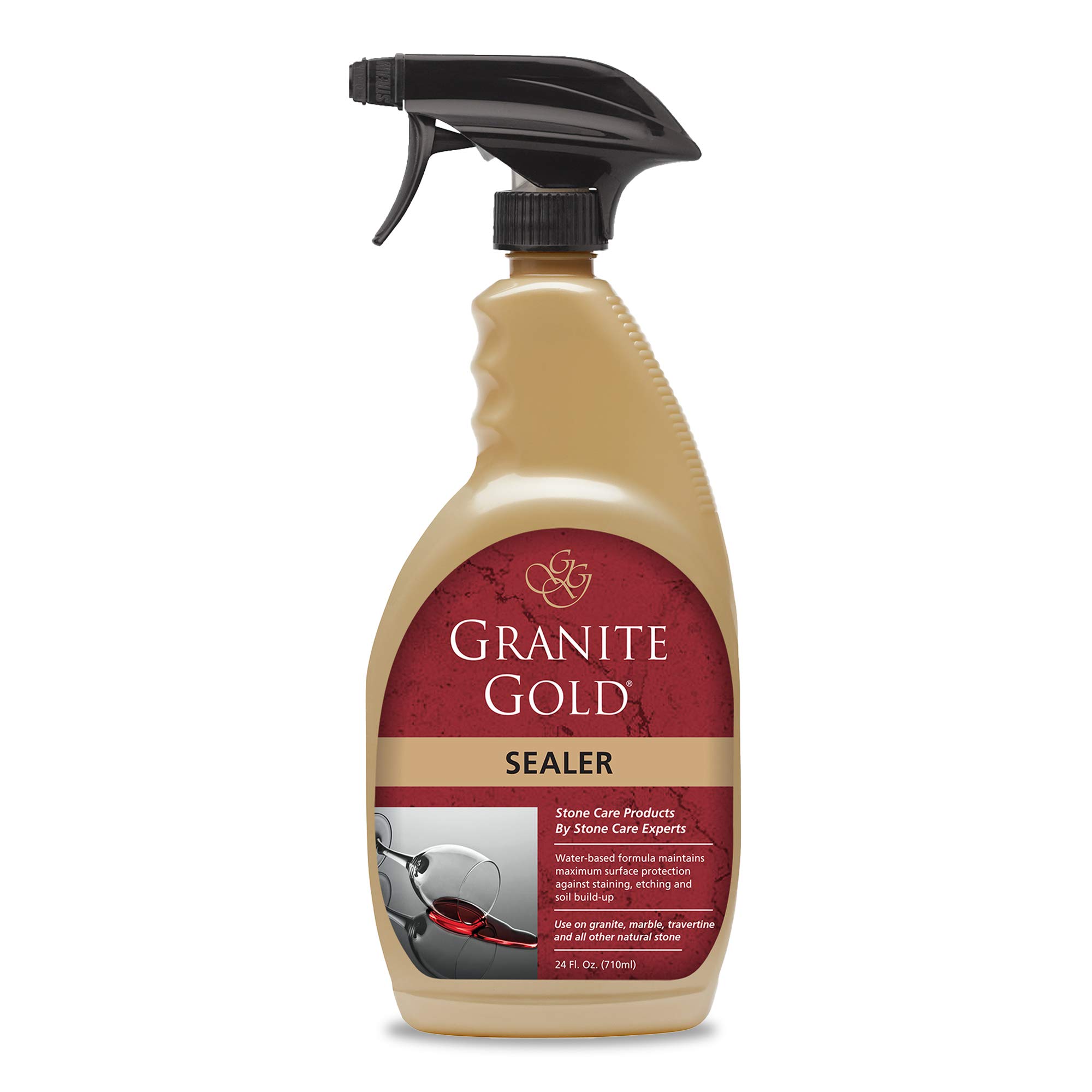 Granite Gold Water-Based Sealer Spray – 24 oz Natural Stone Protector for Granite, Marble, Travertine Countertops | Prevents Stains & Etching | Ideal for Kitchen, Bathroom & Outdoor Stone Surfaces