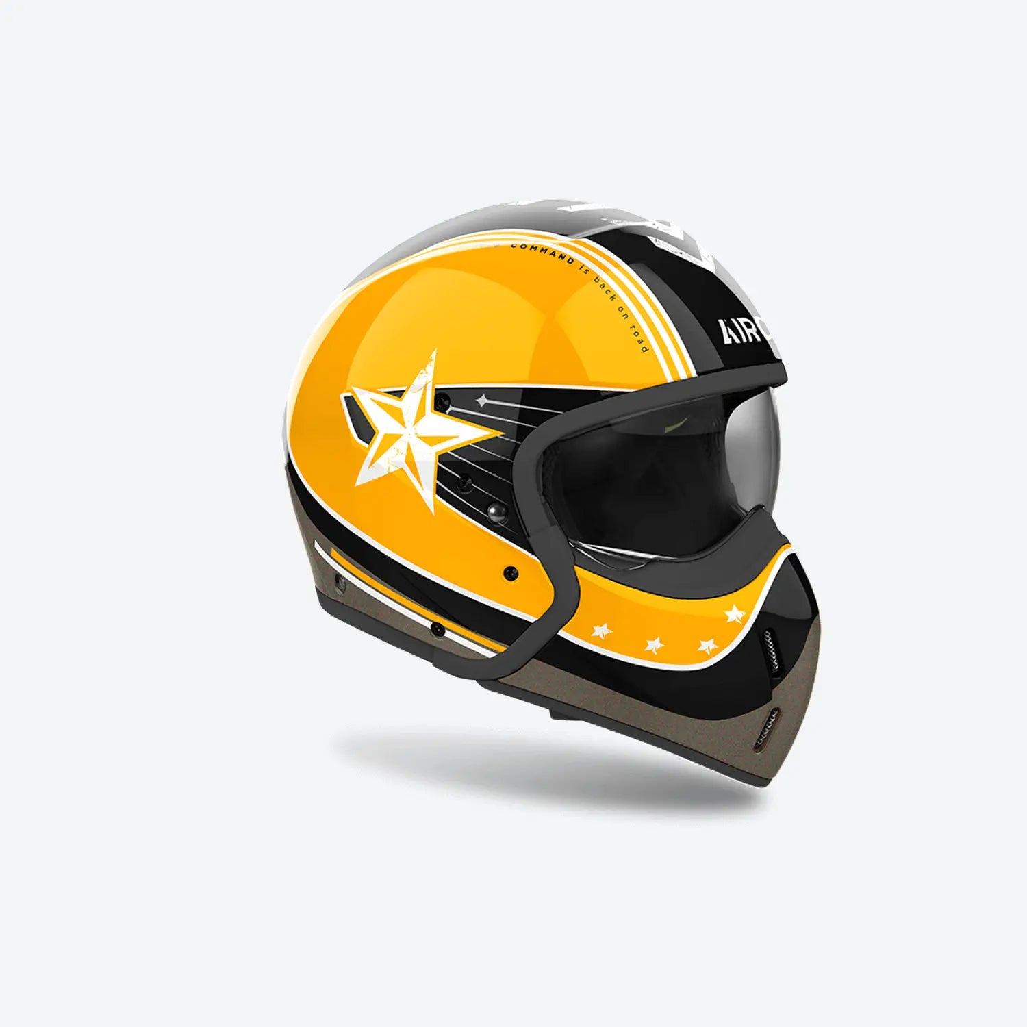 Airoh J 110 Command Gloss Yellow Motorcycle Helmet - DOT Certified Full Face Helmet for Men & Women - High Visibility Safety Gear for Street Bikes, Cruisers & Racing - Perfect for Commuting, Touring & Track Days