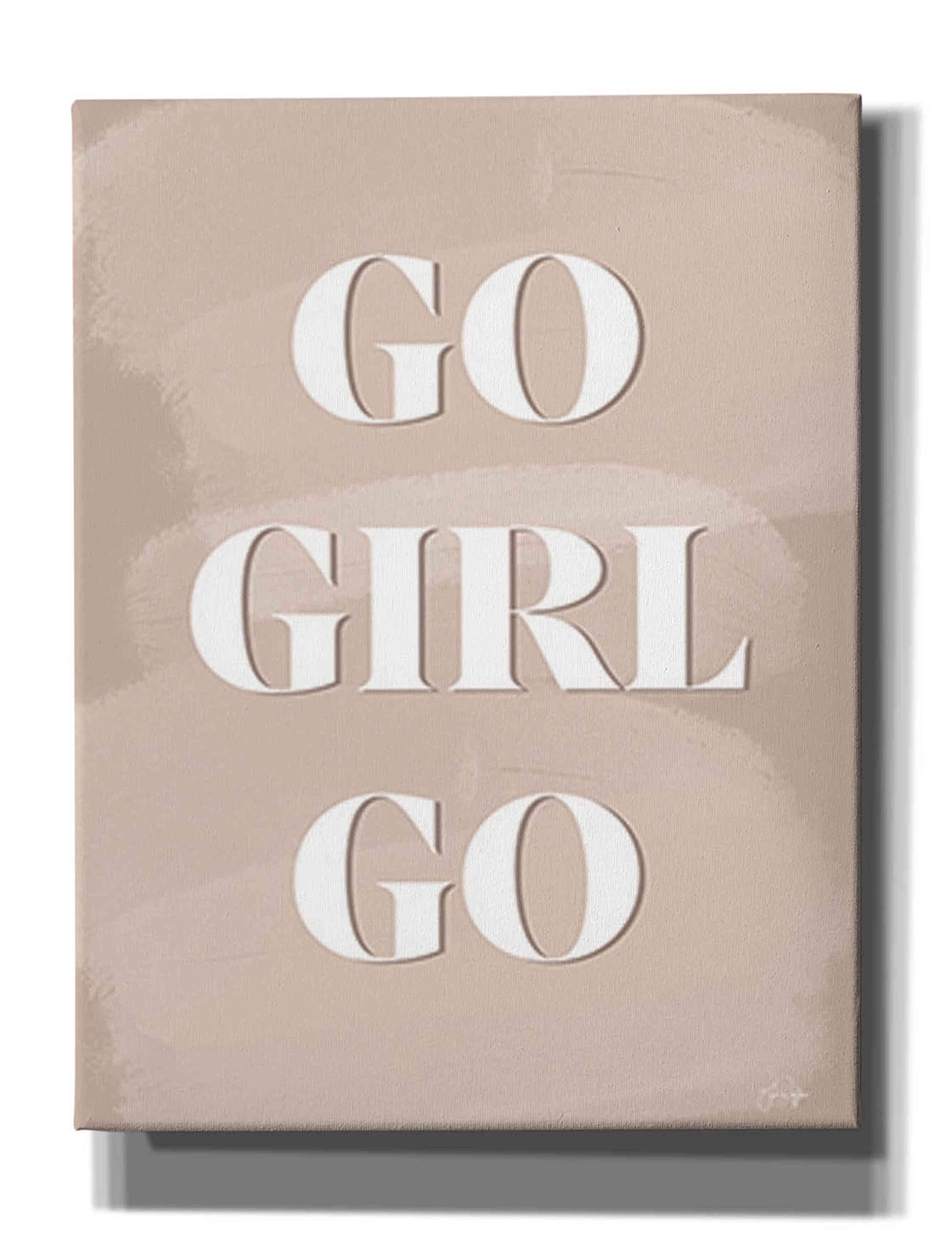 Go Girl Go by Yass Naffas Designs - Premium Giclee Canvas Wall Art Print 26x34 Inches - Modern Home & Office Decor for Women Empowerment Inspiration