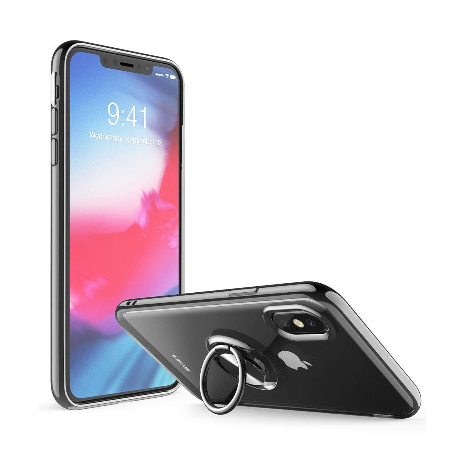 iPhone X / XS Unicorn Beetle Snap Ring Case - Shockproof Protective Cover with Built-in Screen Protector (Black) - Perfect for Outdoor Activities, Work & Daily Use