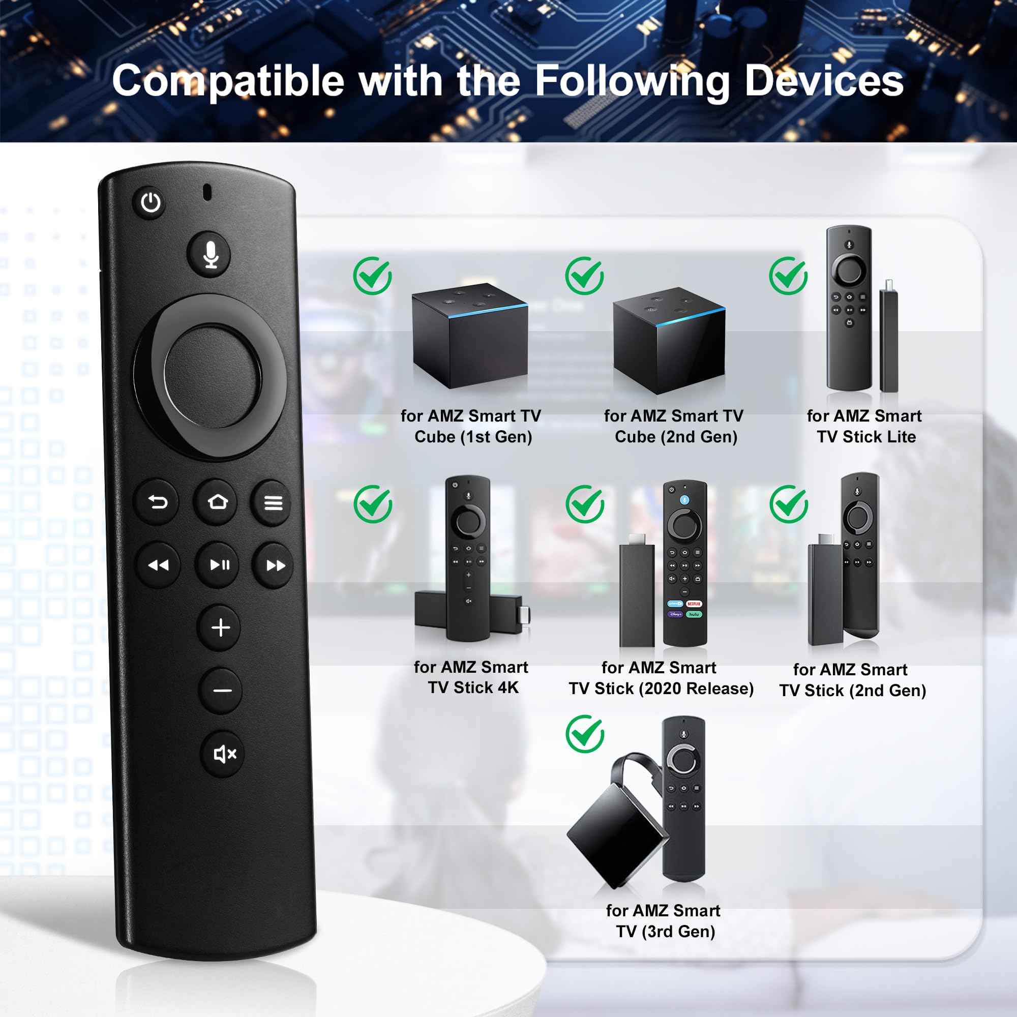 Replacement Voice Remote Control Compatible with Fire TV Stick (2nd Gen, 4K, Lite, 2020), Fire TV Cube & 3rd Gen Amazon Smart TVs - Hands-Free Alexa Voice Search for Streaming & Smart Home Control