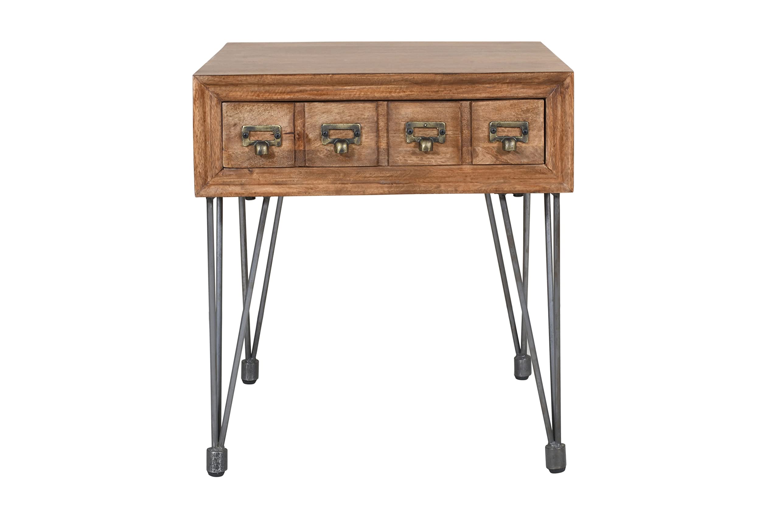 Vintage Solid Wood End Table with Apothecary Drawers - Rustic Nightstand for Bedroom, Living Room & Office - Jofran Inc. Handcrafted American Furniture