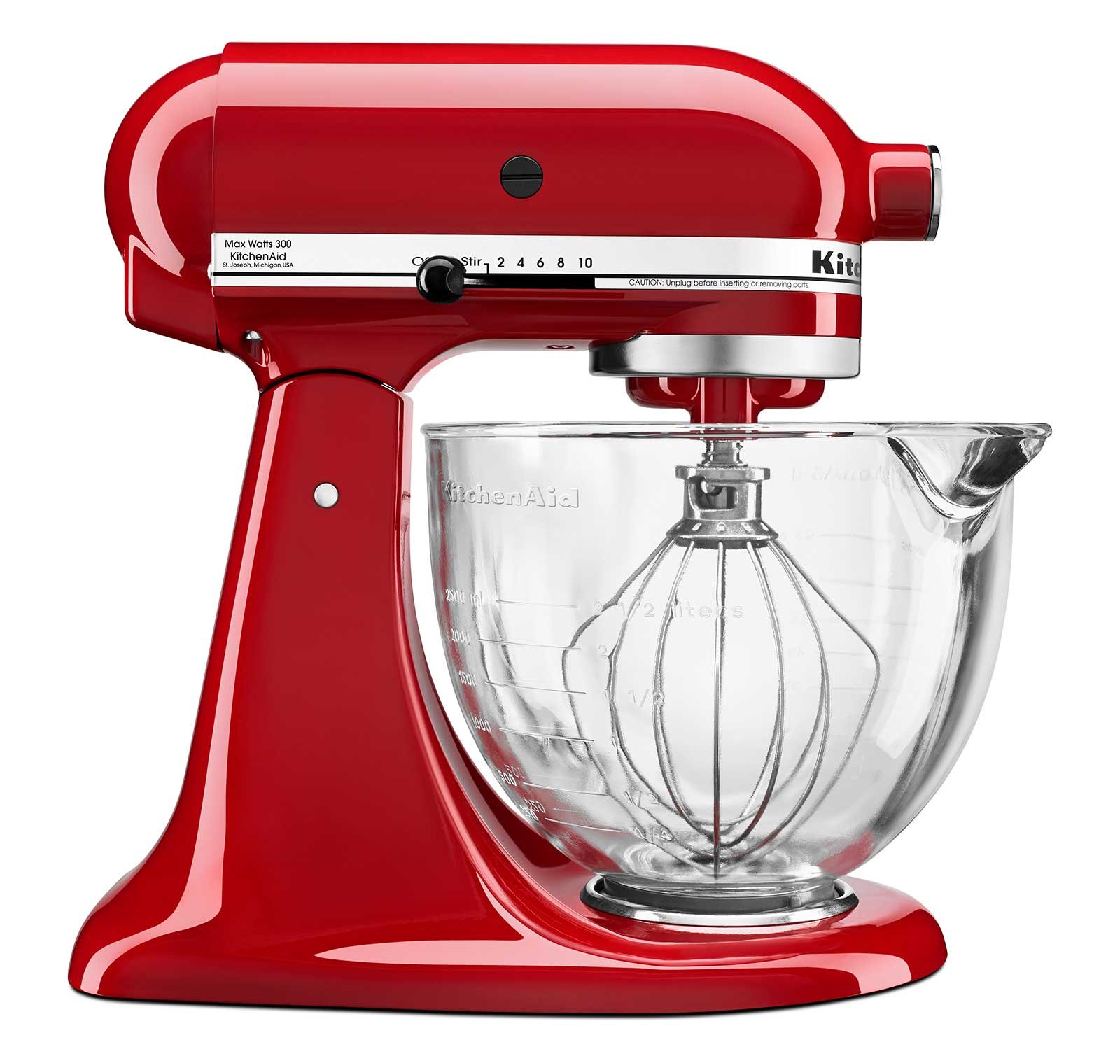 KitchenAid KSM105GBCER 5-Quart Tilt-Head Stand Mixer with Glass Bowl & Flex Edge Beater - Empire Red | Professional Baking Mixer for Cakes, Cookies, Dough | Perfect for Home Bakers & Small Bakeries