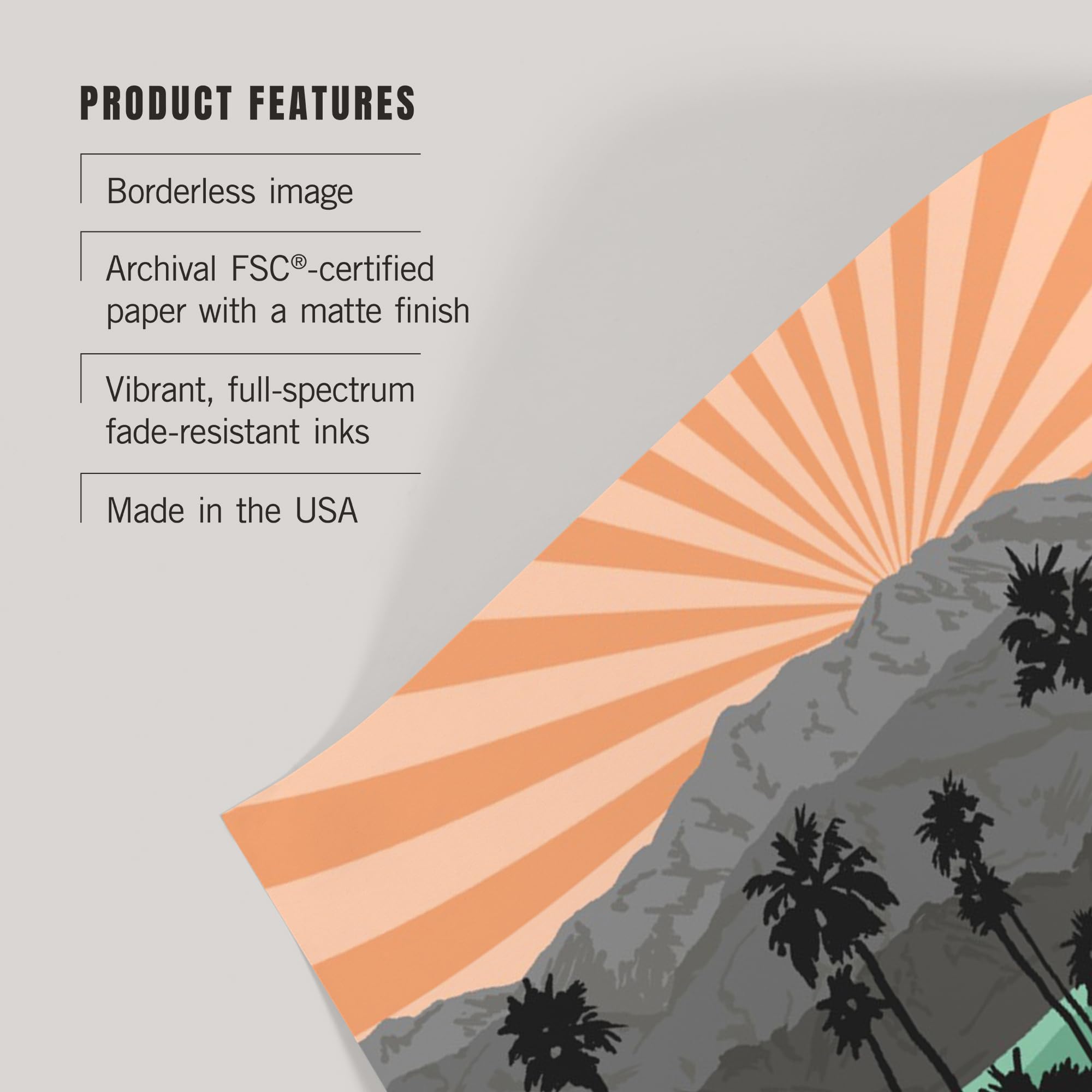 Lantern Press 16x24 Inch Giclee Art Print - Burbank California Landscape with Palm Trees and Mountains - Perfect for Home Decor, Office Wall Art & Gift Ideas