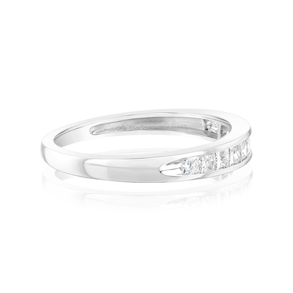 10ct White Gold 0.45 Carat Princess Cut Diamond Eternity Ring for Women - Perfect for Anniversaries, Weddings & Special Occasions