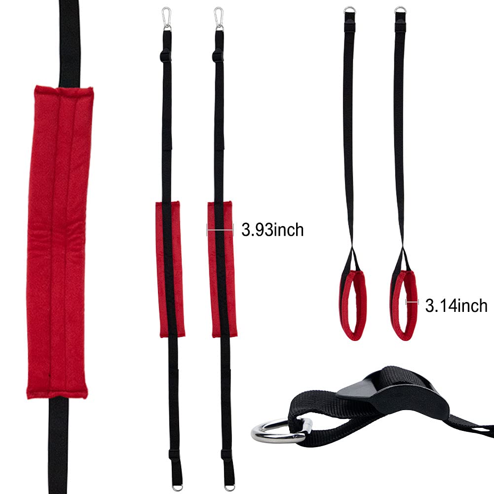 Premium BDSM Sex Swing for Couples - Heavy Duty Steel Triangle Frame, Adjustable Straps & 440lbs Capacity - Adult Bondage Restraint Toy for Spicy Bedroom Play (Red) - Perfect for Master/Slave Roleplay & Erotic Home Use