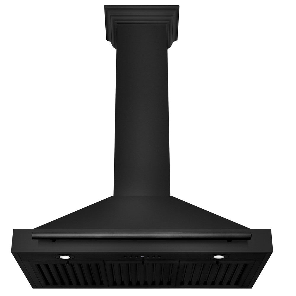 ZLINE 36 Inch Convertible Black Stainless Steel Wall Mount Range Hood with Black Stainless Steel Handle (BSKB4X 36) - Powerful Kitchen Ventilation for Cooking, Grilling & Baking
