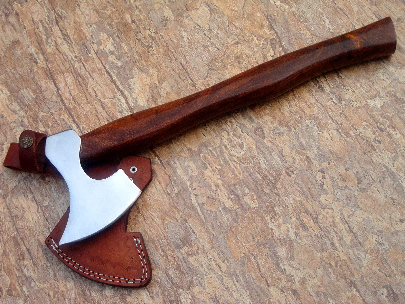 Premium Handmade High Carbon Steel Forged Axe with Leather Sheath - BREBEARD Style Custom Outdoor Tool for Camping, Bushcraft & Wood Chopping