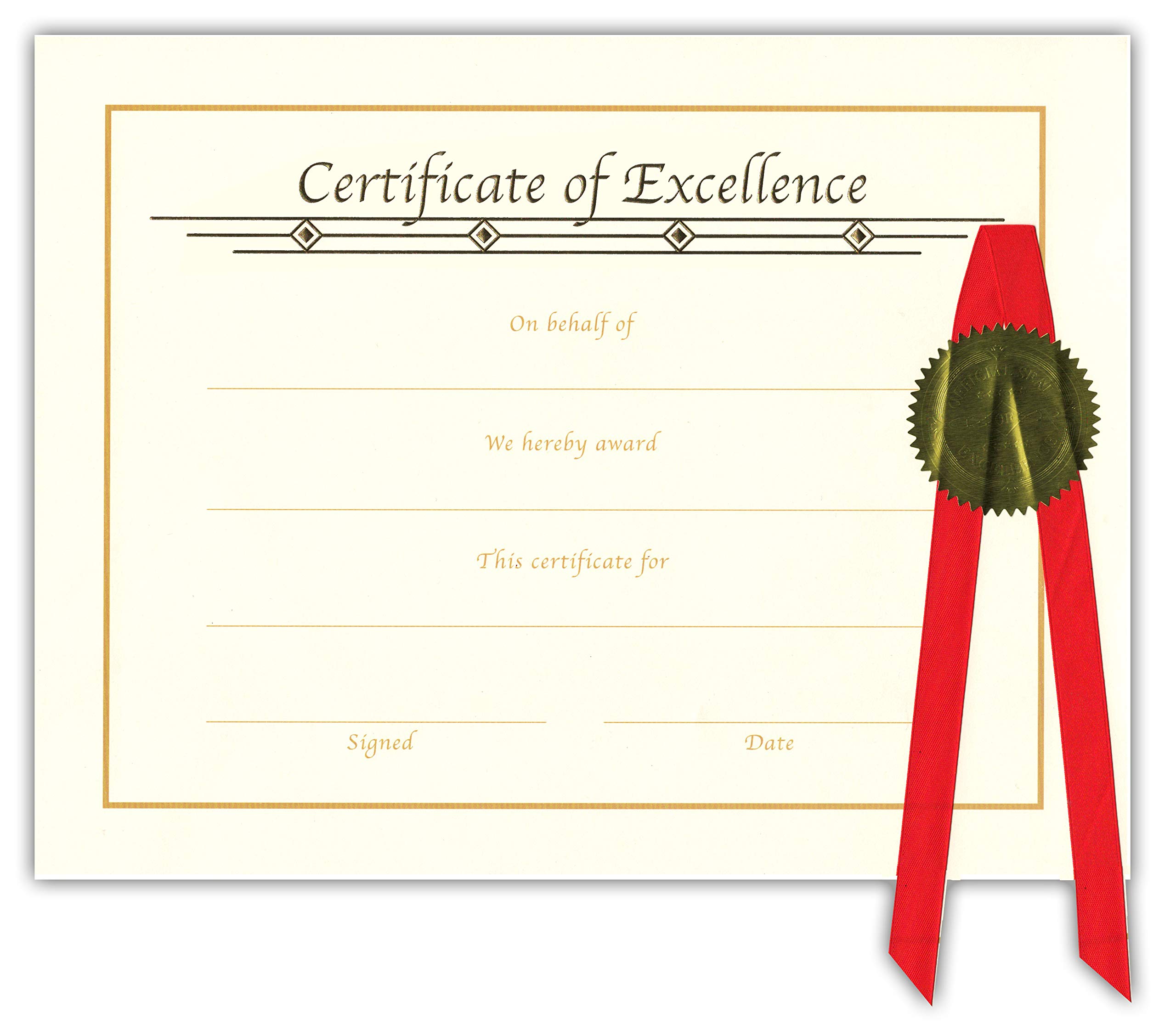 Premium Blank Certificate Paper with Gold Foil & Seals - Award Certificates for Kids & Adults - Recognition, Excellence & Achievement Awards - Perfect for Schools, Offices & Special Events