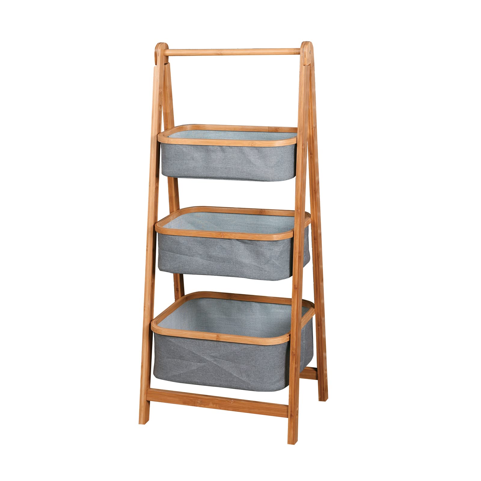 3-Tier Bamboo Laundry Basket Stand | Foldable Storage Organizer for Bathroom, Kitchen & Pantry | Perfect for Clothes, Fruits, Vegetables & Snacks | Space-Saving Home Organization Solution