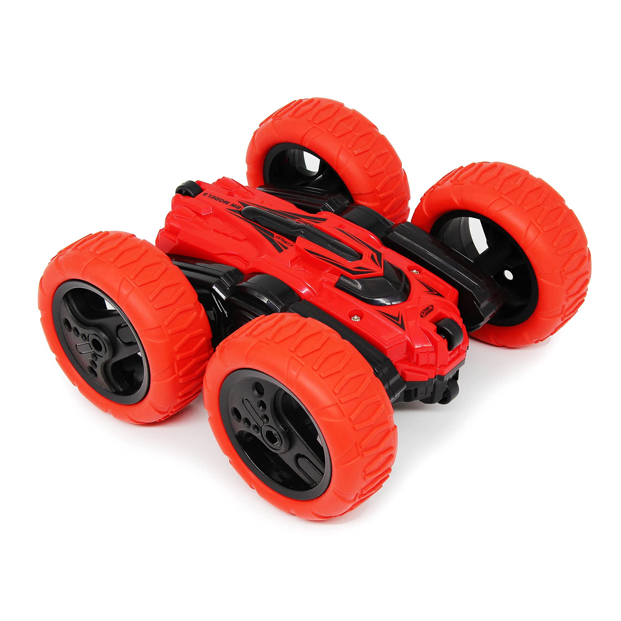 360° Spin Attack Stunt RC Car - 4WD High Speed Off-Road Electric Remote Control Toy Car for Boys Age 6-12 | 360° Double-Sided Rotation | Perfect for Outdoor Racing, Backyard Stunts & Birthday Gifts (Red)