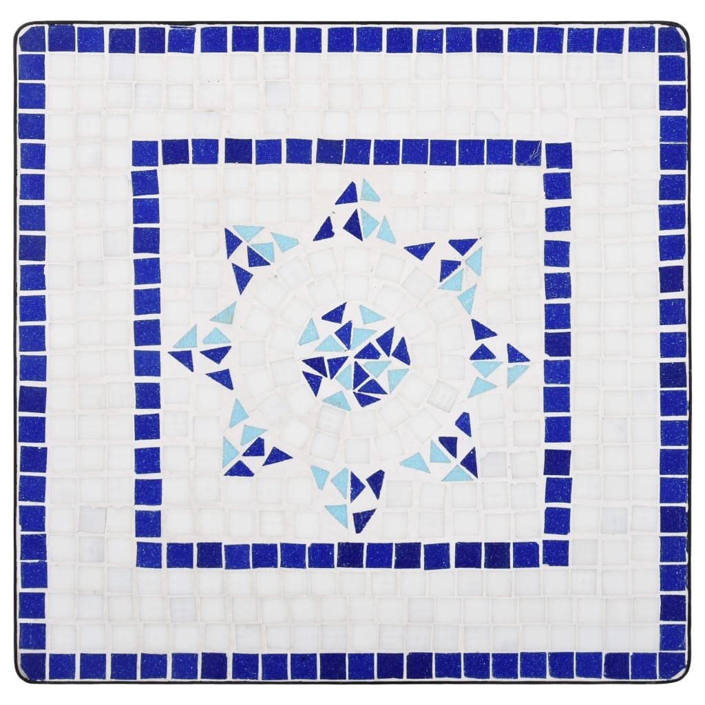 Outdoor Patio Furniture Set 3-Piece Mosaic Bistro Table and Chairs - Blue and White Ceramic Tile Conversation Set for Garden, Porch, Backyard | Perfect for Outdoor Dining, Relaxing & Entertaining Guests