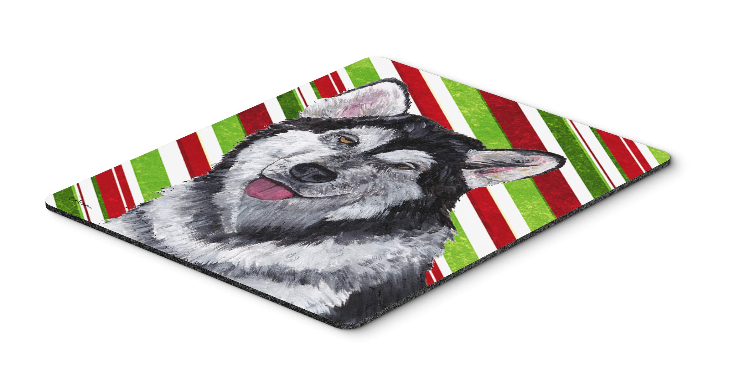 Alaskan Malamute Candy Cane Holiday Mouse Pad - Christmas Themed Large Washable Mouse Mat for Home Office, Gaming & Computer Use - Perfect Gift for Dog Lovers